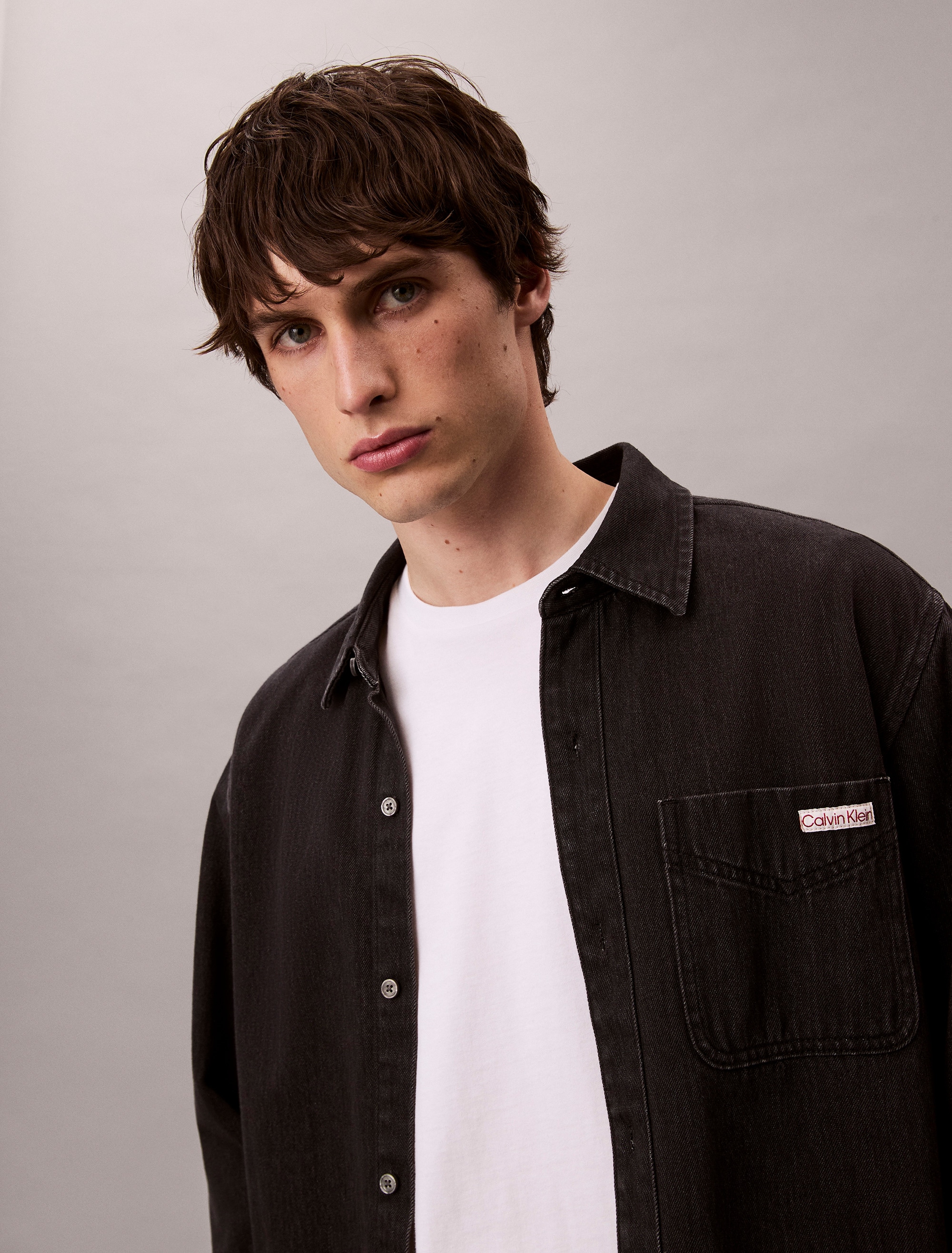 Calvin Klein Jeans Langarmhemd »CLASSIC 205 BLACK OVERSHIRT« Mit Rundhalsausschnitt, regular fit