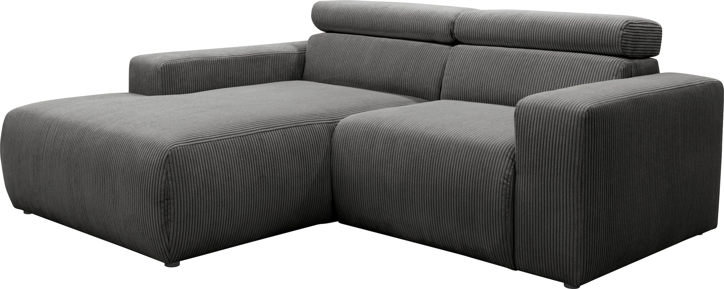 DOMO collection Ecksofa »Brandon B/T: 214/100 cm, belastbar bis 140kg/ Sitz, L-Form«, Cord, grau