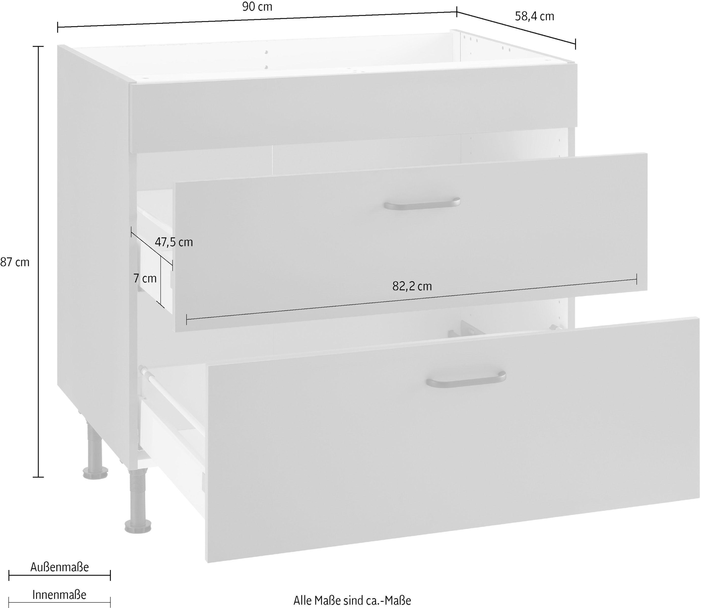 OPTIFIT Kochfeldumbauschrank »Elga«, mit Soft-Close-Funktion, höhenverstellbaren Füsse, Breite 90 cm