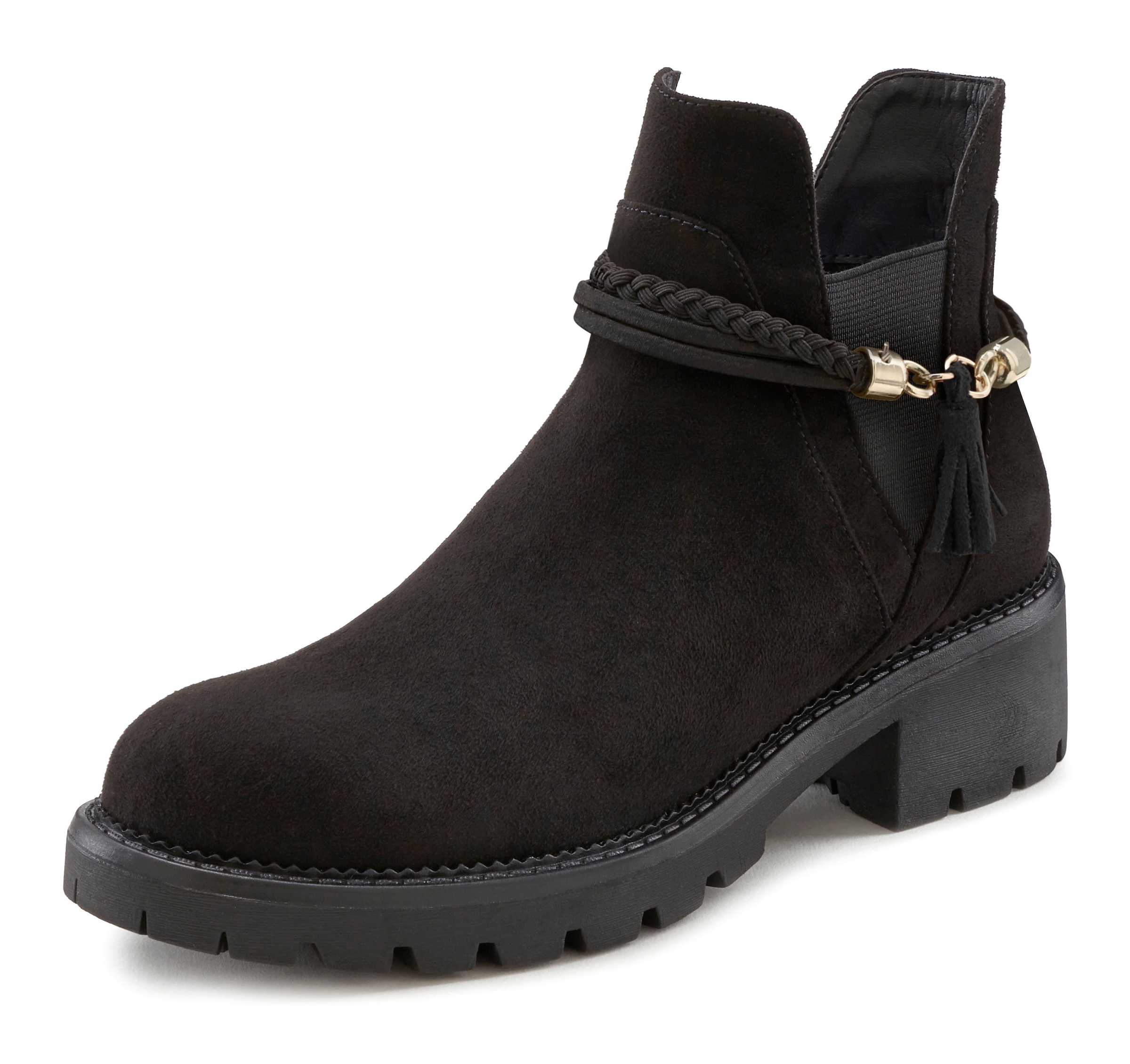 Chelseaboots, mit abnehmbarem Band und Chunky-Sohle, Ankle Boots, Stiefelette