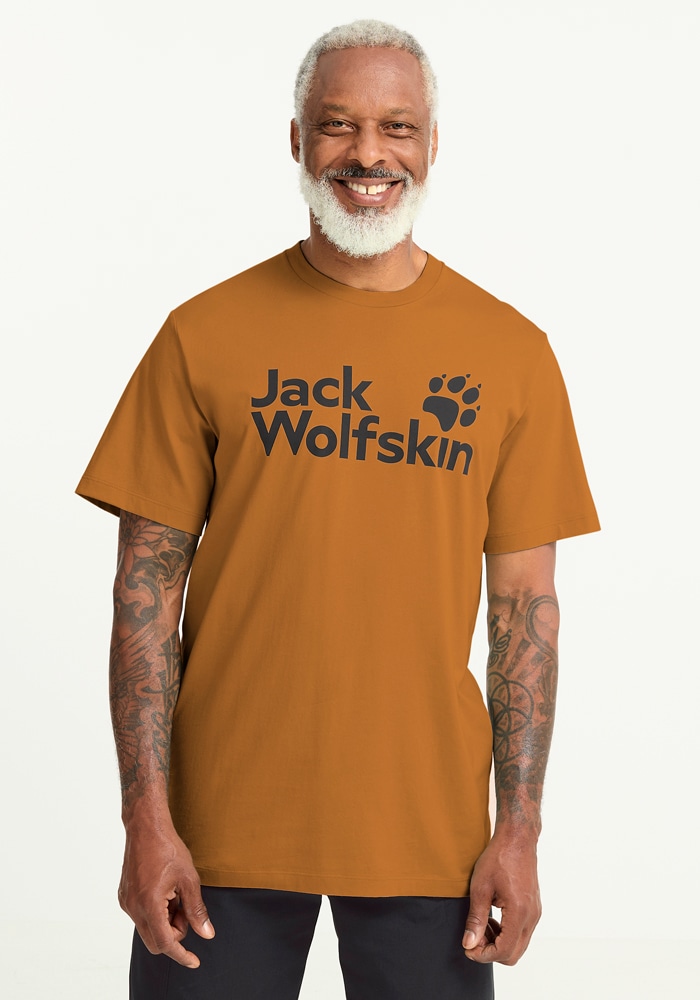 Image of Jack Wolfskin T-Shirt "BRAND T M" T-Shirt aus Bio-Baumwolle, hoher Tragekomfort, grosser Logo-Aufdruck