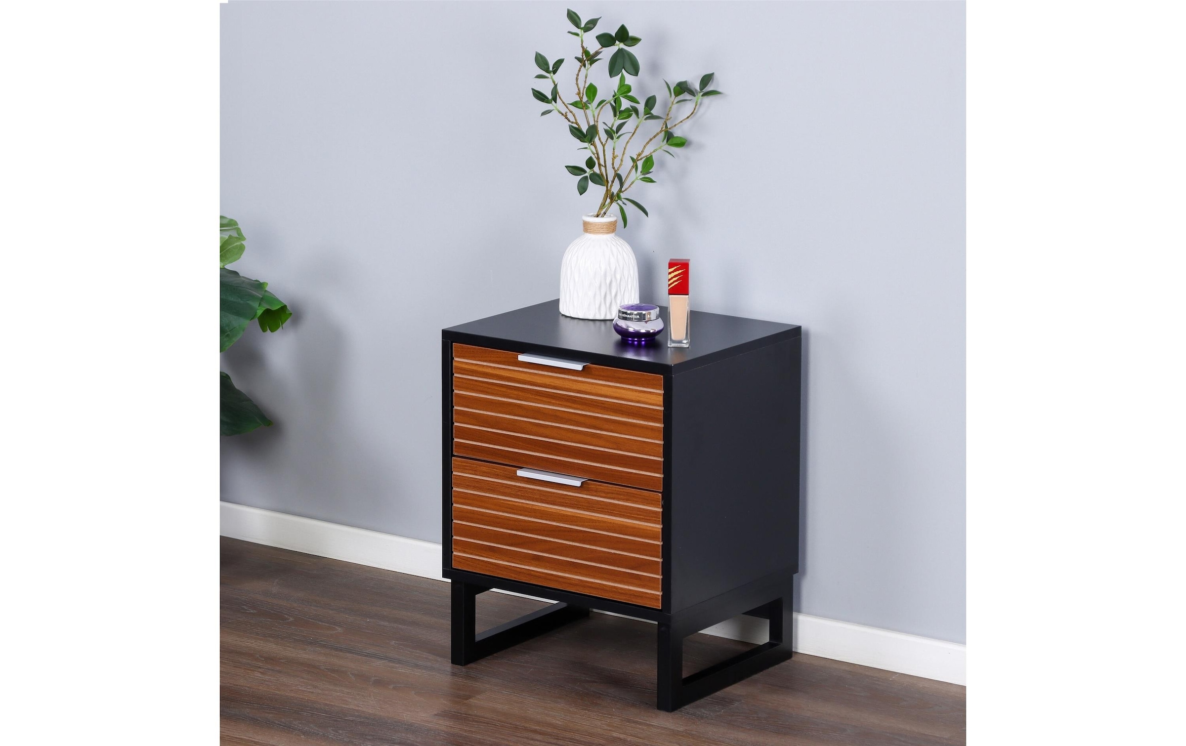 relaxdays Nachttisch »mit 2 Schubladen 40 x 50 cm« Beistelltisch in Holzoptik