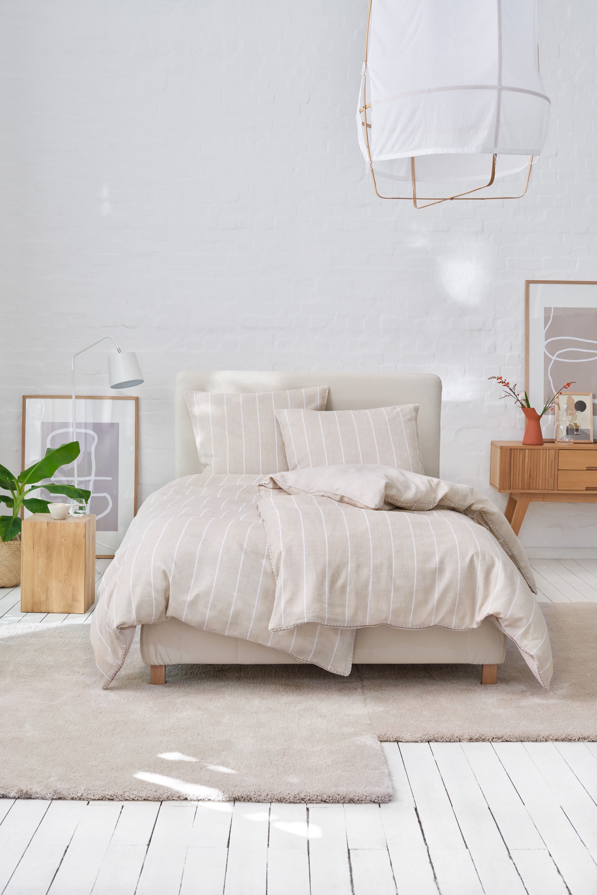 Esprit Bettwäsche »Harp Stripe«, (2 tlg.), in Renforce Qualität, 100% Baumwolle (BCI Better Cotton Initiative), Bett- und Kopfkissenbezug mit Reissverschluss, Winter- und Sommerbettwäsche
