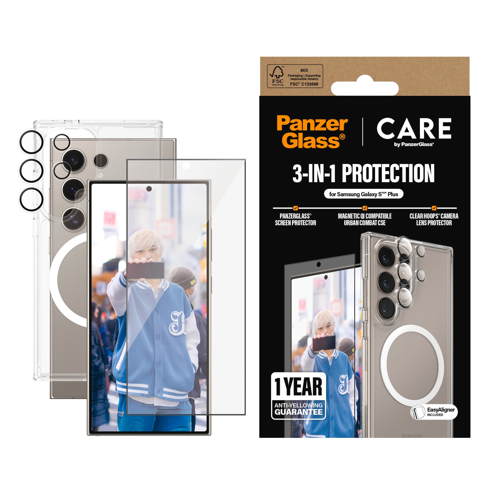 Image of CARE by PanzerGlass Displayschutzglas "3-in-1 Protection Set" für Samsung Galaxy S25 Ultra Displayschutzfolie, Schutzfolie, Bildschirmschutz, kratz- & stossfest