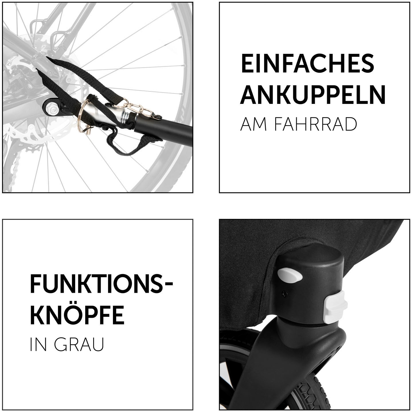 Hauck Fahrradkinderanhänger »2in1 Bike Trailer und Buggy Dryk Duo, melange grey« für 2 Kinder; inklusive Deichsel