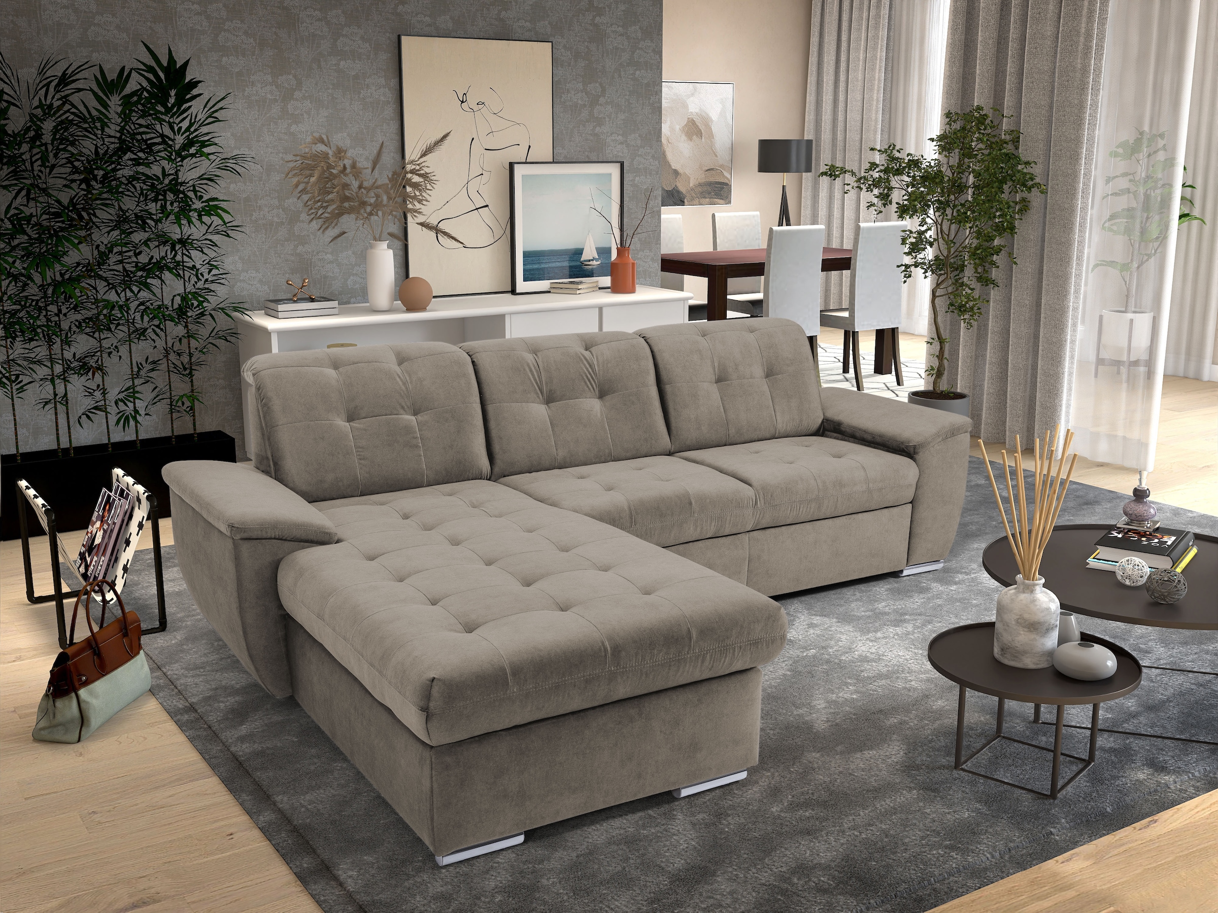 Image of exxpo - sofa fashion Ecksofa "Derby Inkl. Kopfteilverstellung, wahlw. Bett & Bettkasten, L-Form" mit Kopf- bzw. Rückenverstellung