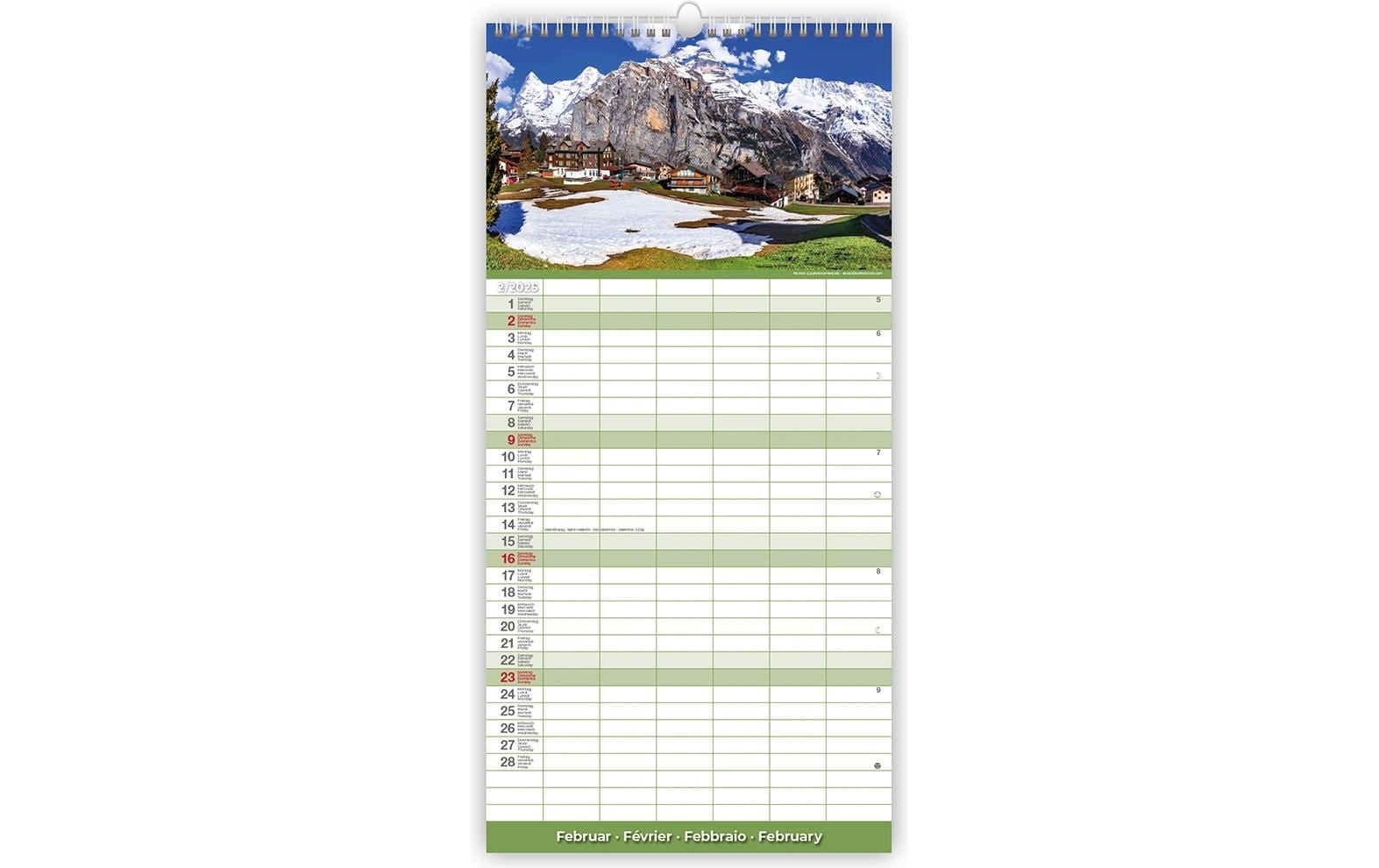 Wandkalender »TH Schweiz Berge+Täler 22 x 45 cm«
