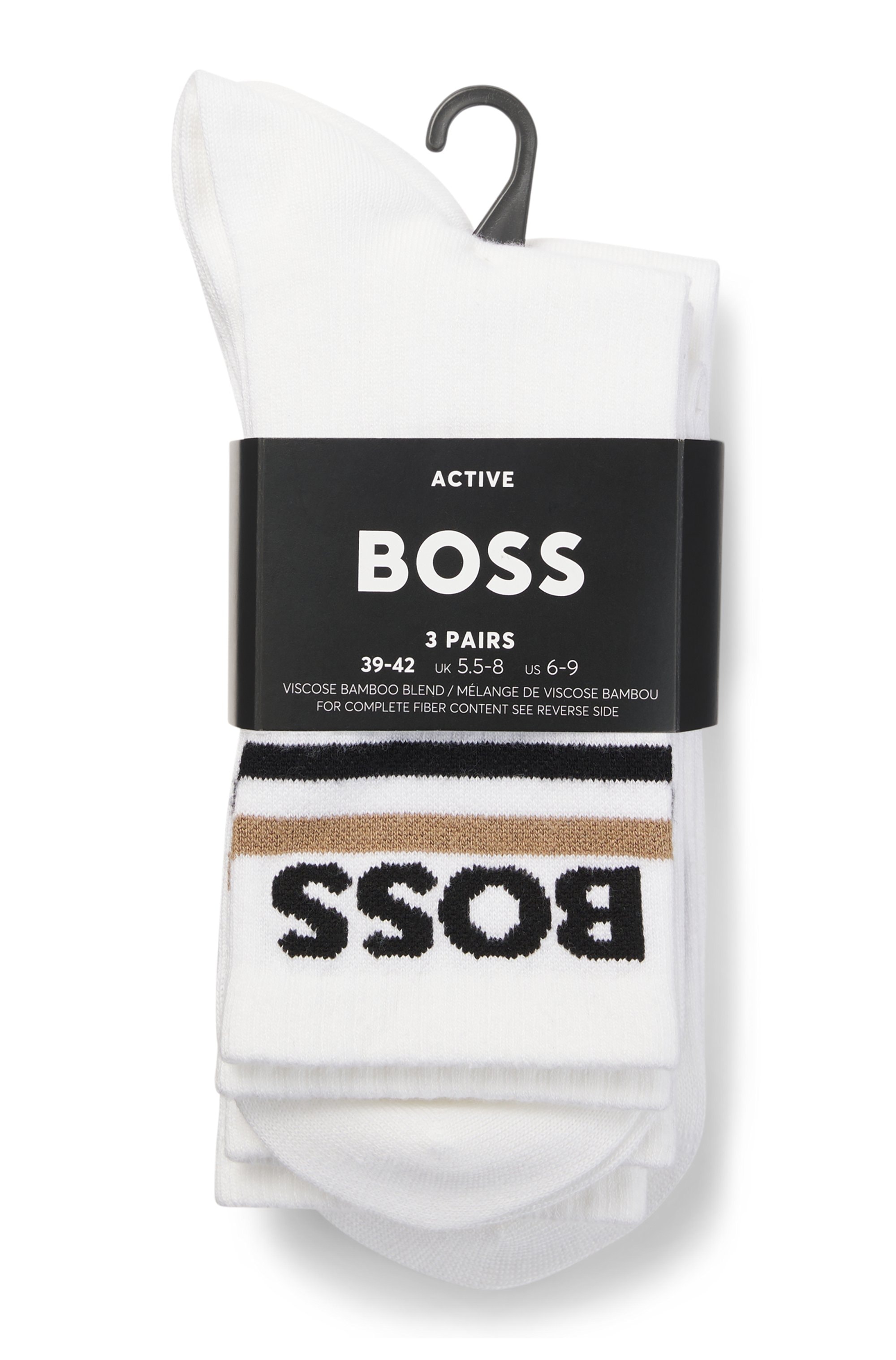 BOSS Chaussettes basiques »3PQS PiquetStripe VI« 3 Couple tlg. en mélange bambou avec logos