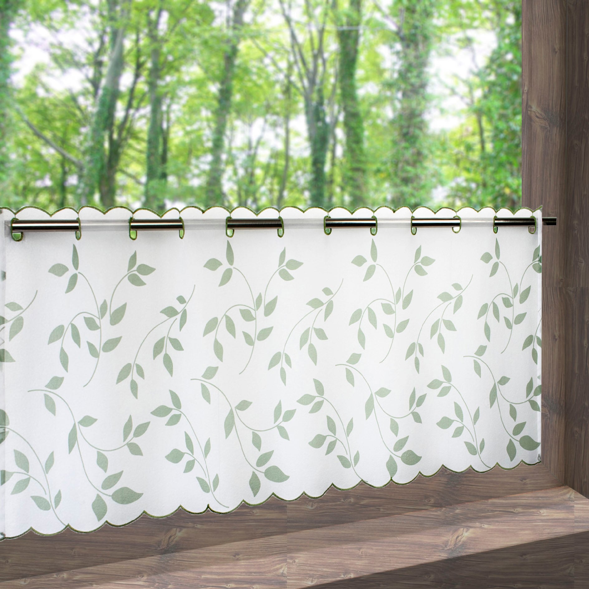 Delindo Lifestyle Scheibengardine »Blätter« Stangendurchzug 1 Stk. tlg. mit Stangendurchzug für die Küche