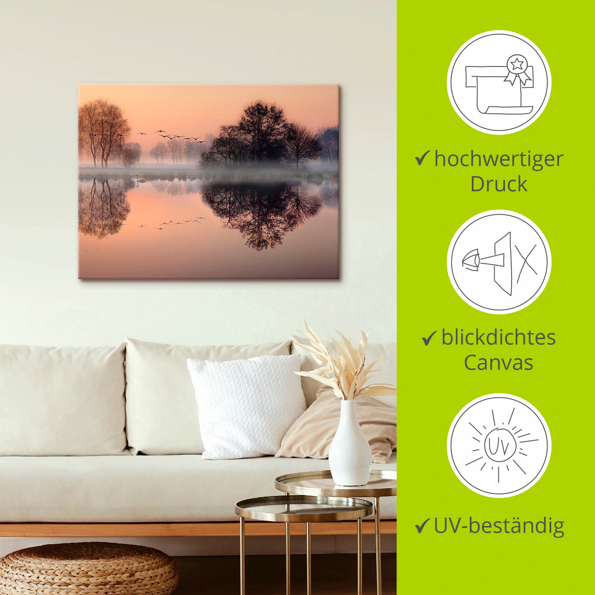Artland Leinwandbild »Früh morgens am See....« Gewässer 1 Stk. tlg. auf Holzrahmen gespannt