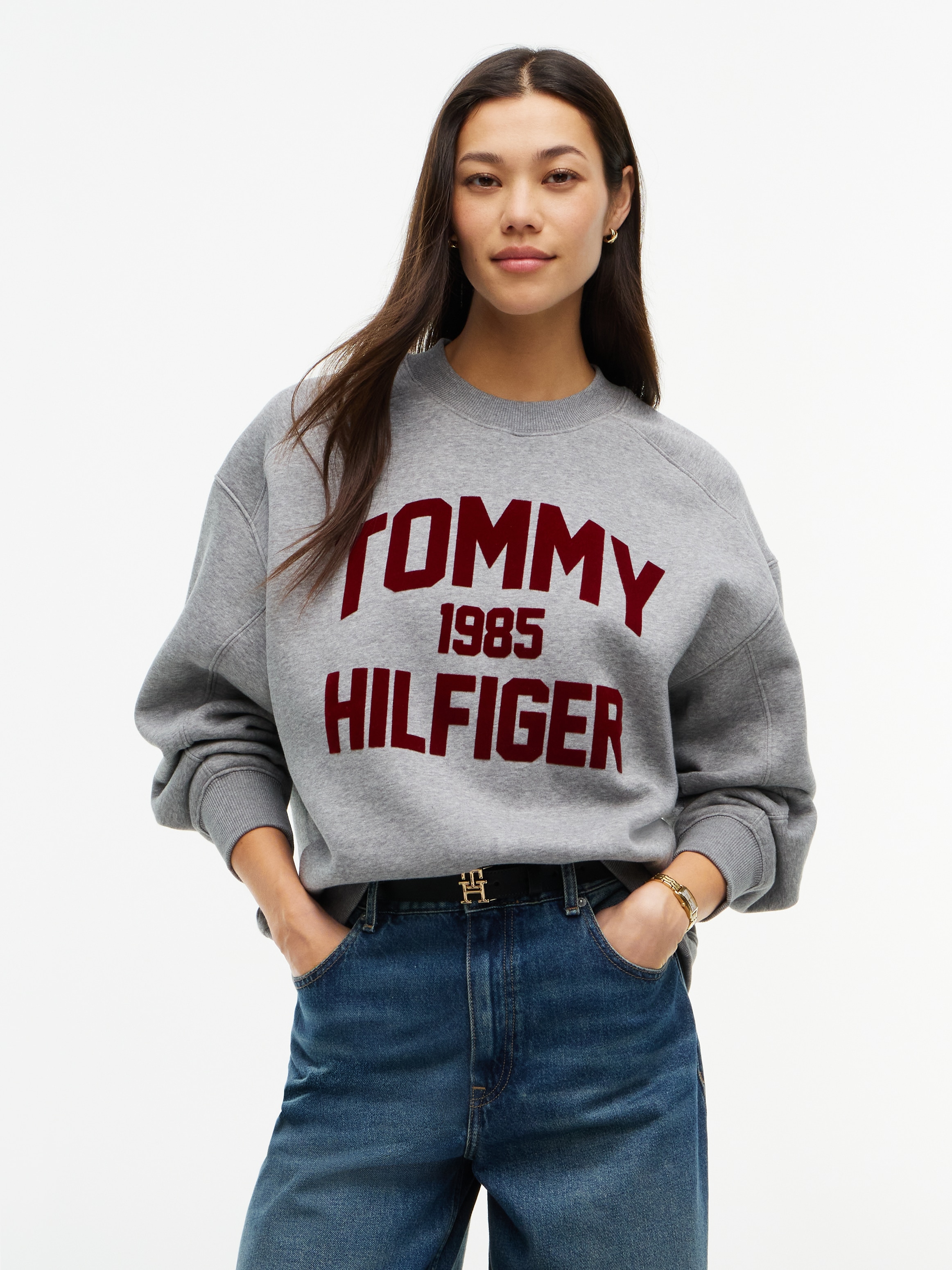 Image of Tommy Hilfiger Sweatshirt "VARSITY FLOCK RLXD SWT", Baumwollmischung, relaxed fit