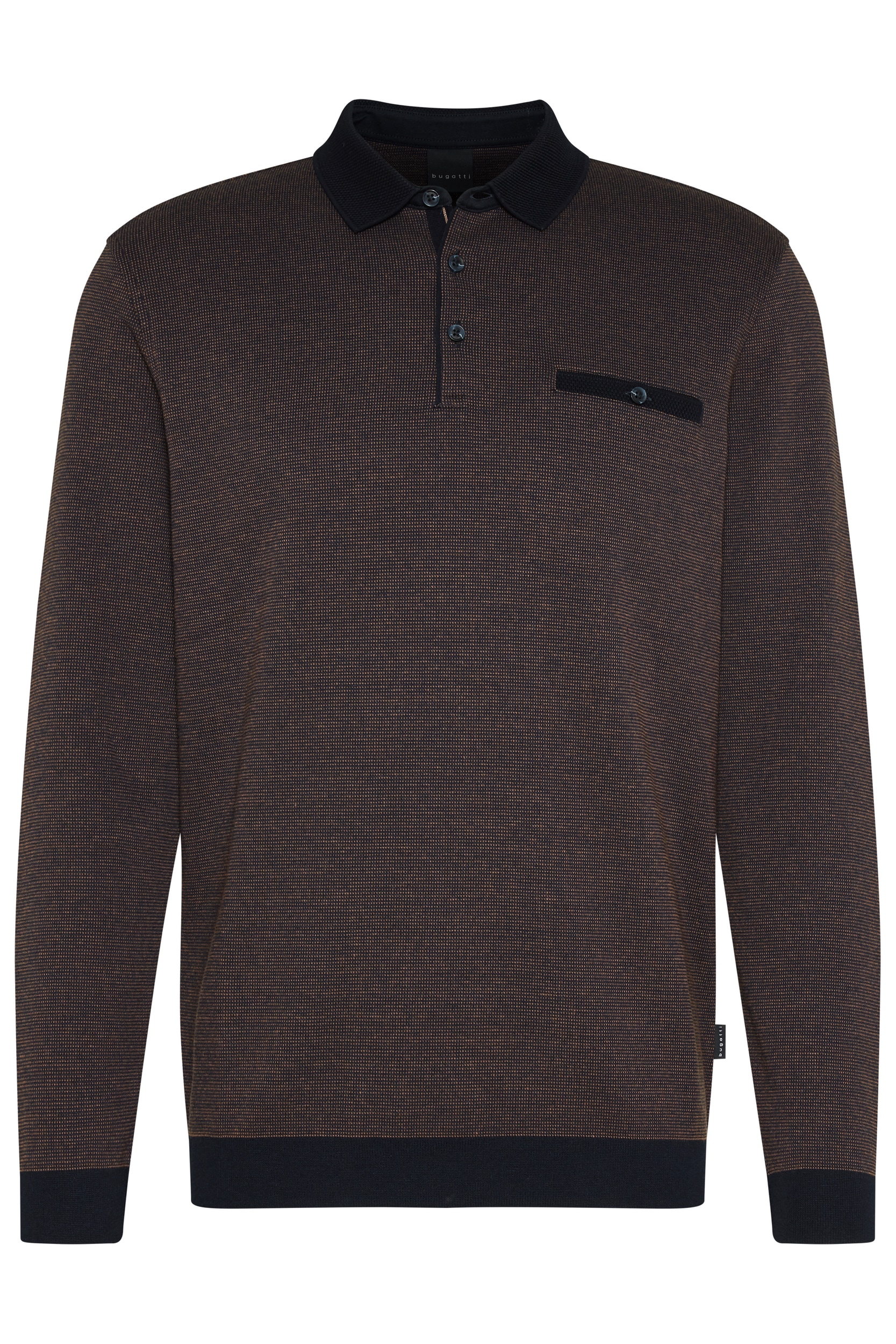 bugatti Langarm-Poloshirt, in 2-tone-Optik