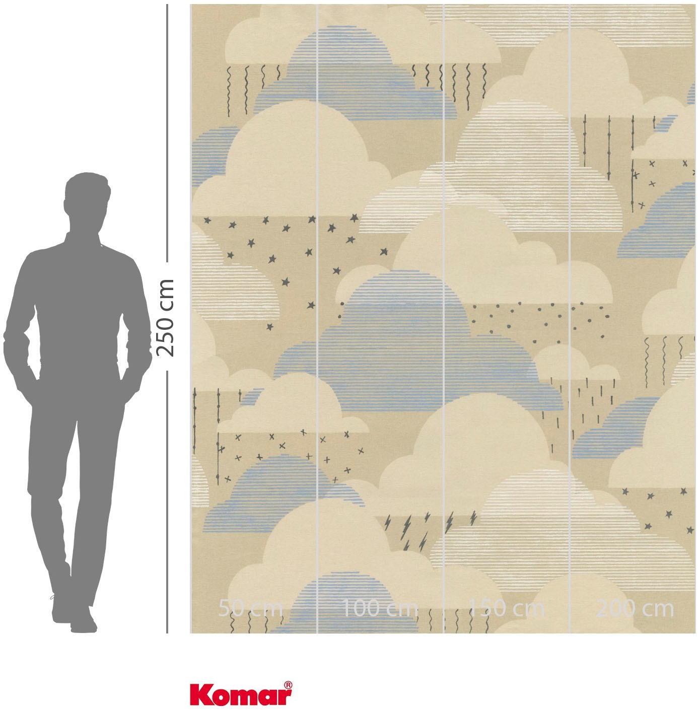 Komar Fototapete »Vlies Fototapete - Happy Clouds - Grösse 200 x 250 cm« Motiv | bedruckt glatt