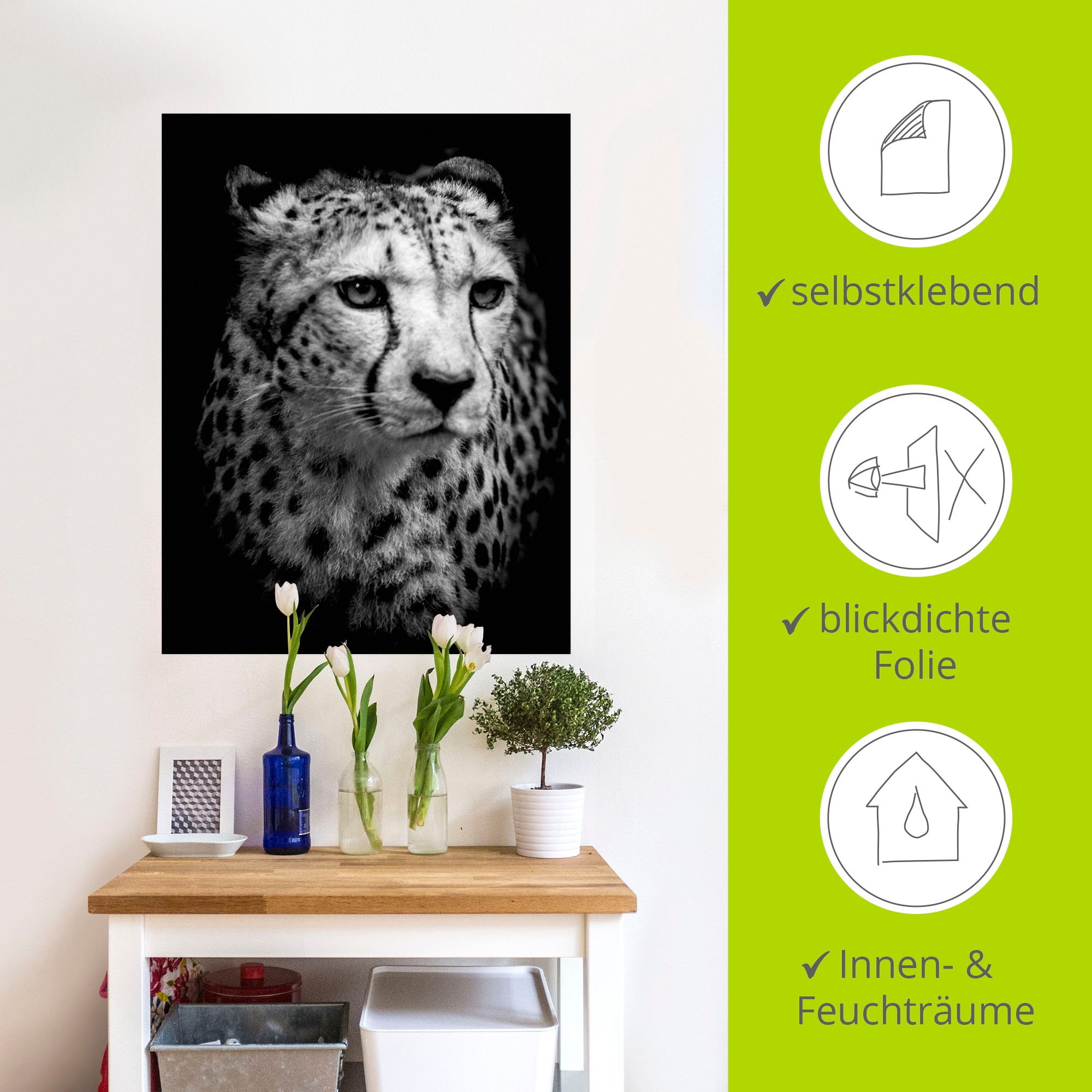 Artland Wandbild »Der Gepard«, Wildtiere, (1 St.), als Alubild, Outdoorbild, Leinwandbild, Wandaufkleber, versch. Grössen