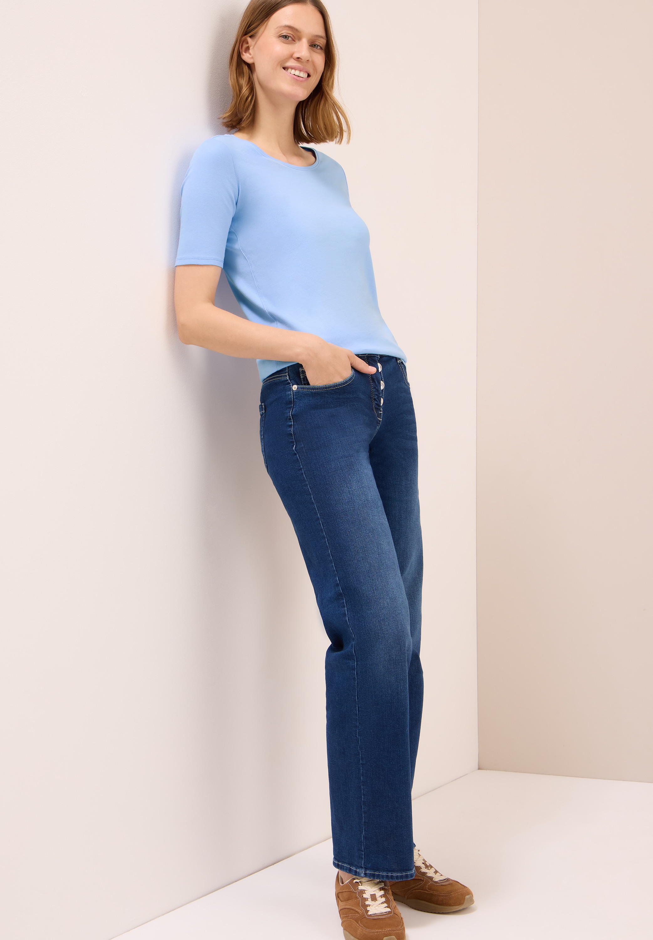 Cecil Rundhalsshirt »Style Lena« mit Halbärmeln