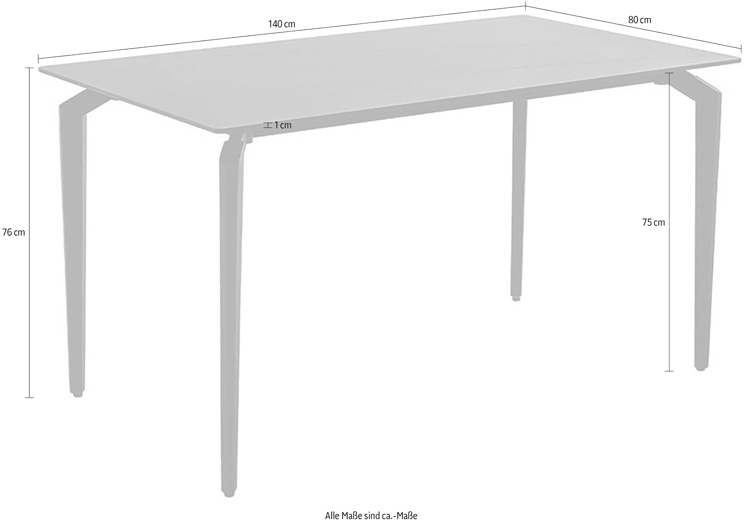 MCA furniture Esstisch »FREMONT 4-Fuss Tisch«, (Einzelstück), Keramik,Metall,Tischplatte 1,2cm, 4-6 Personen