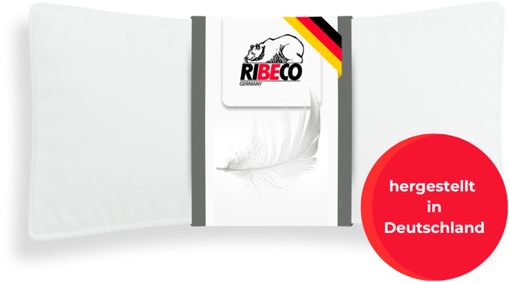 Image of RIBECO Federkissen "Johanna Kopfkissen 1-tlg. oder 2-tlg.: 40x80 cm, 80x80 cm erhältlich" Füllung: 90Federn10Daunen Bezug: Baumwolle 1 Stk. tlg. Kissen mit DOWNPASS zertifiziert und Made in Germany