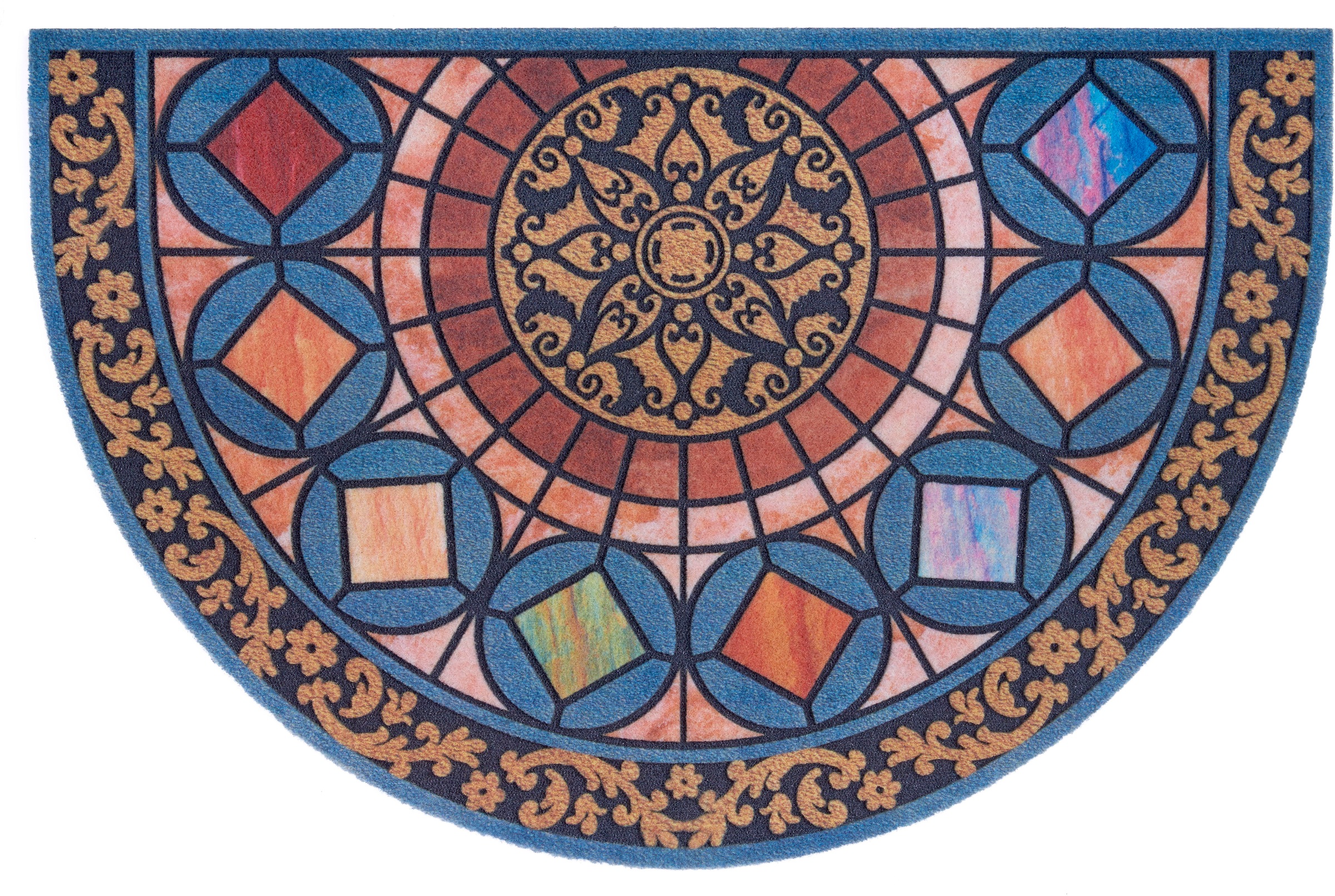 Image of Home affaire Fussmatte »Mandala halbrund«, halbrund, 6 mm Höhe, Design In und Outdoor geeignet, Farbenfroh, Stein Muster, Robust, Pflegeleicht, Rutschfest, Halbrund, Eingang bei Ackermann Versand Schweiz