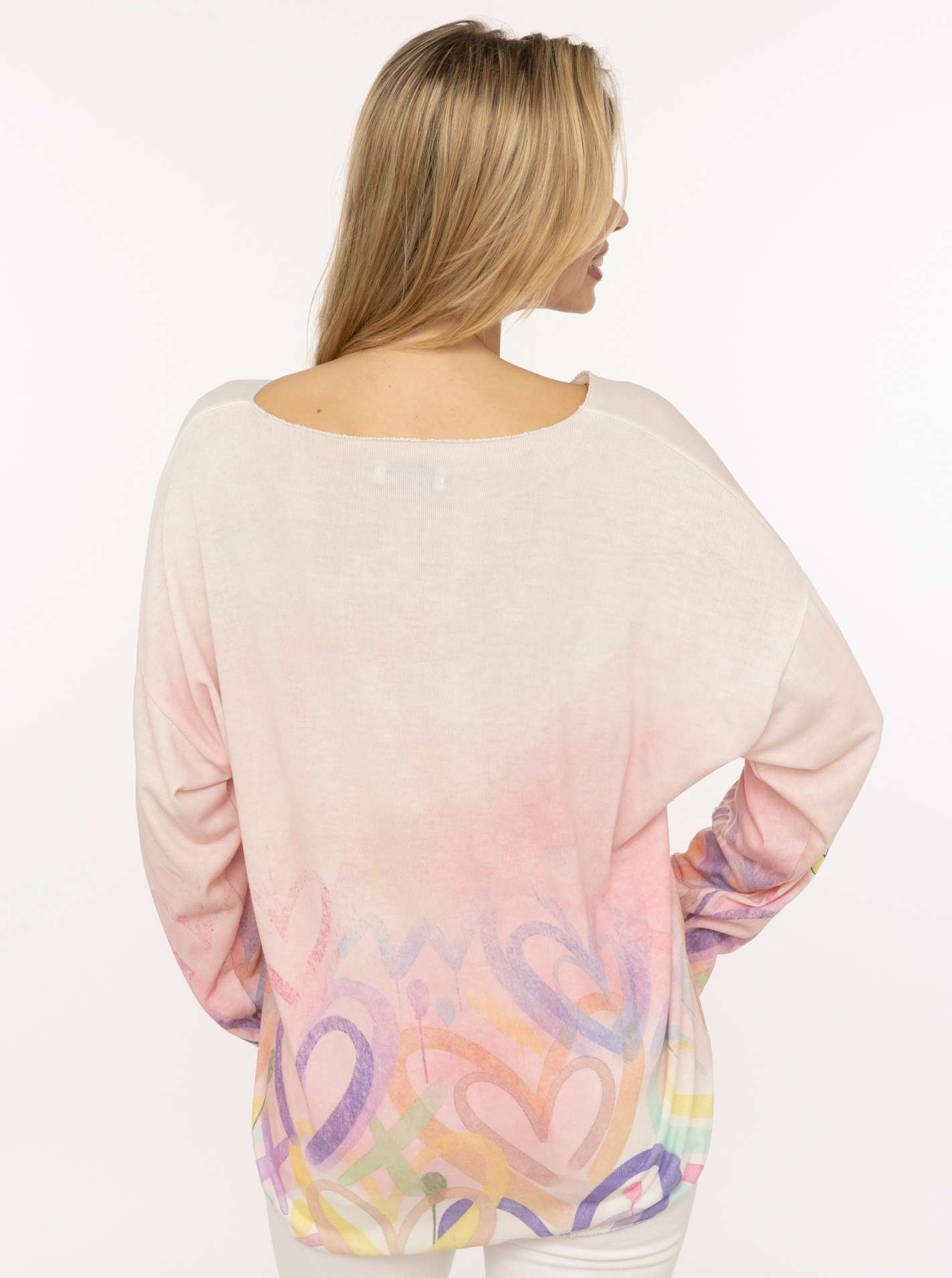 Zwillingsherz T-shirt à manches longues »"Love is Kind"« moderner Schriftzug, V-Neck, leichtes Material