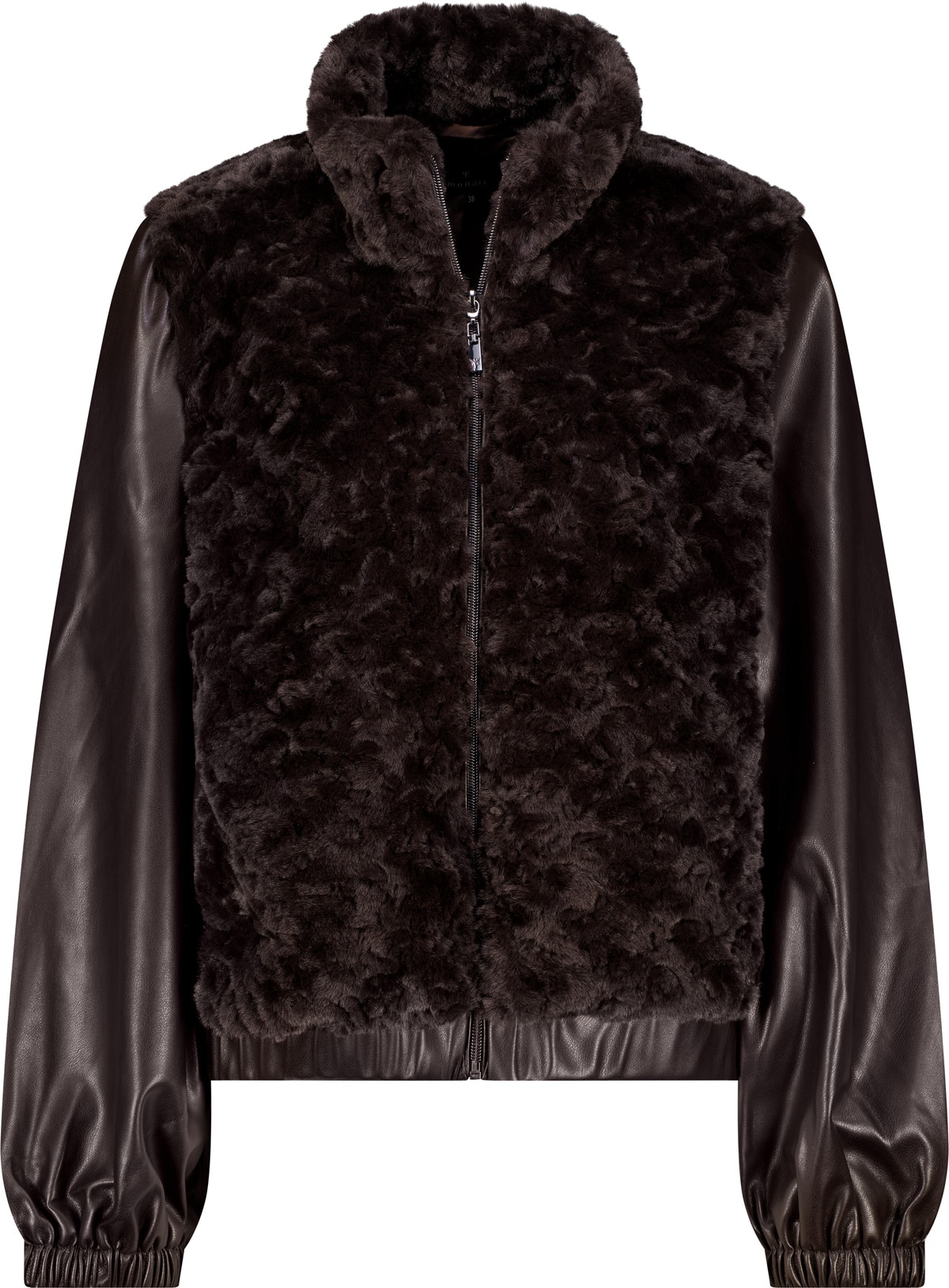 Monari Fellimitatjacke »Jacke fake fur + Lederimit« ohne Kapuze Regular fit mit Stehkragen
