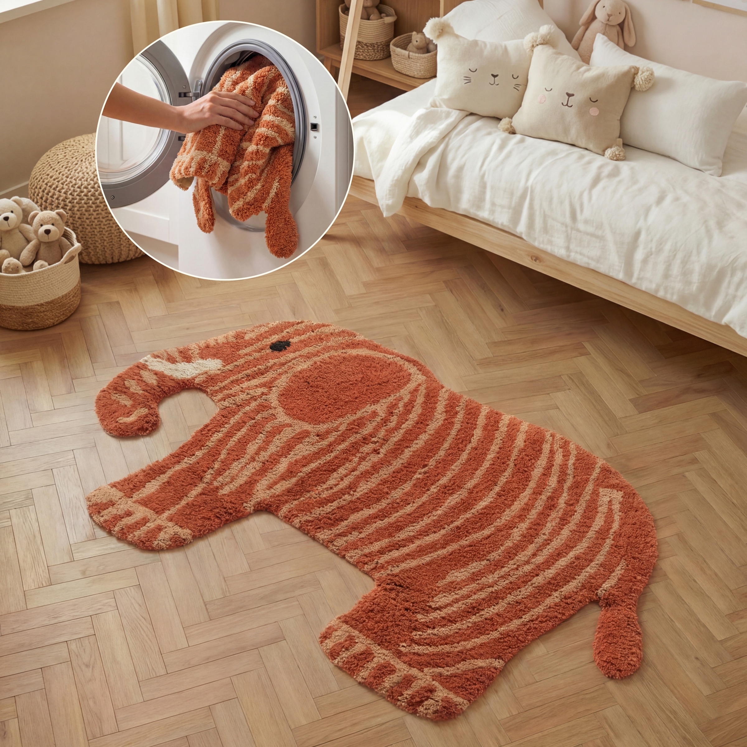 Image of HANSE Home Kinderteppich "Elodie" Motivform 10 mm Höhe Waschbar, Handgemacht, Baumwolle, Rutschfest Spielteppich Kinderzimmer