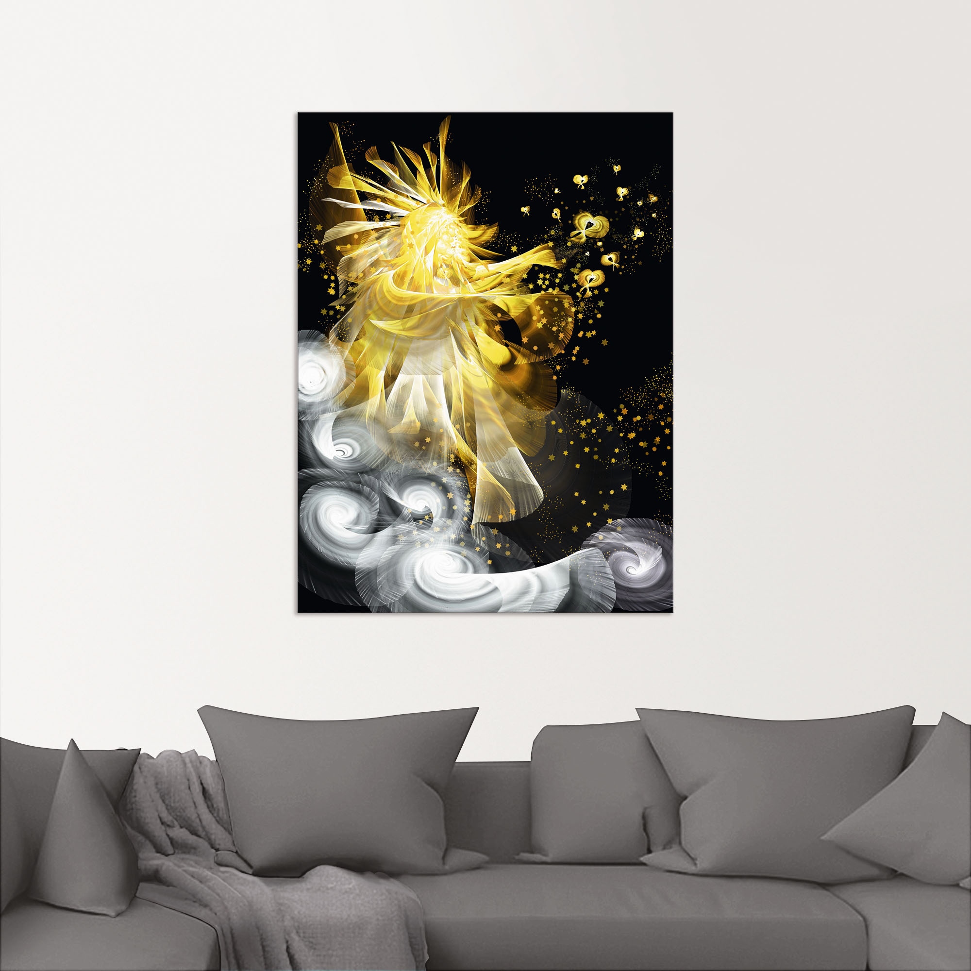 Artland Alu-Dibond-Druck »Goldener Schutzengel«, klassische Fantasie, (1 St.), für Innen- und Aussenbereich geeignet, Outdoorbild