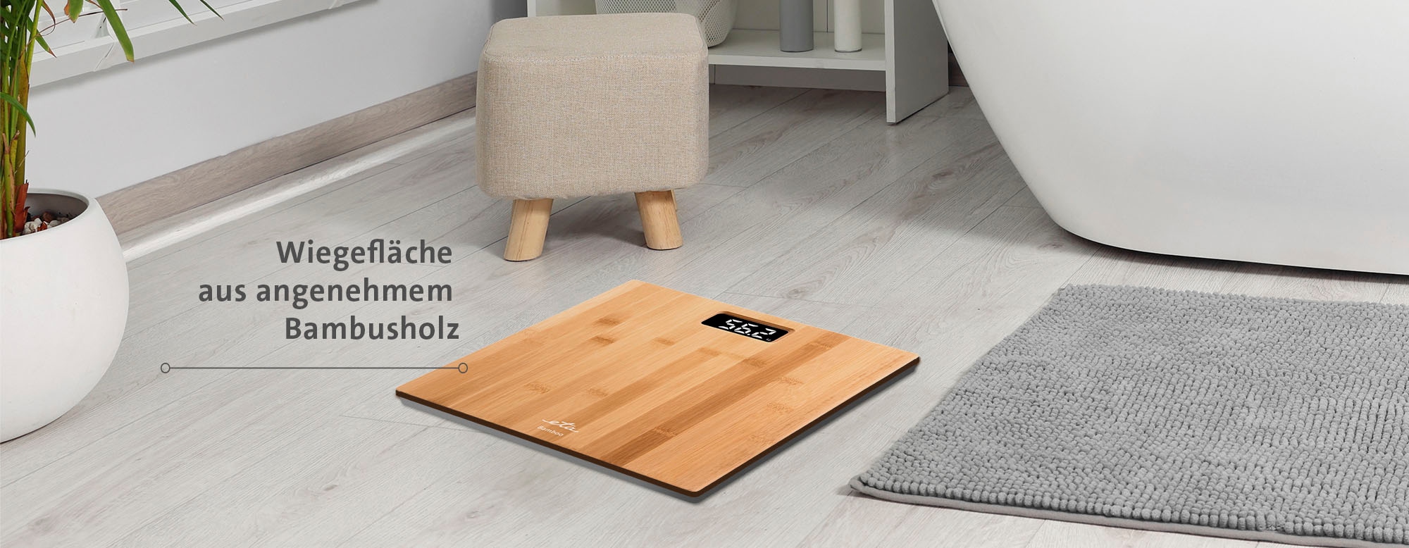 eta Personenwaage »BAMBOO«, Standfläche aus Bambus, LCD, bis 180 kg