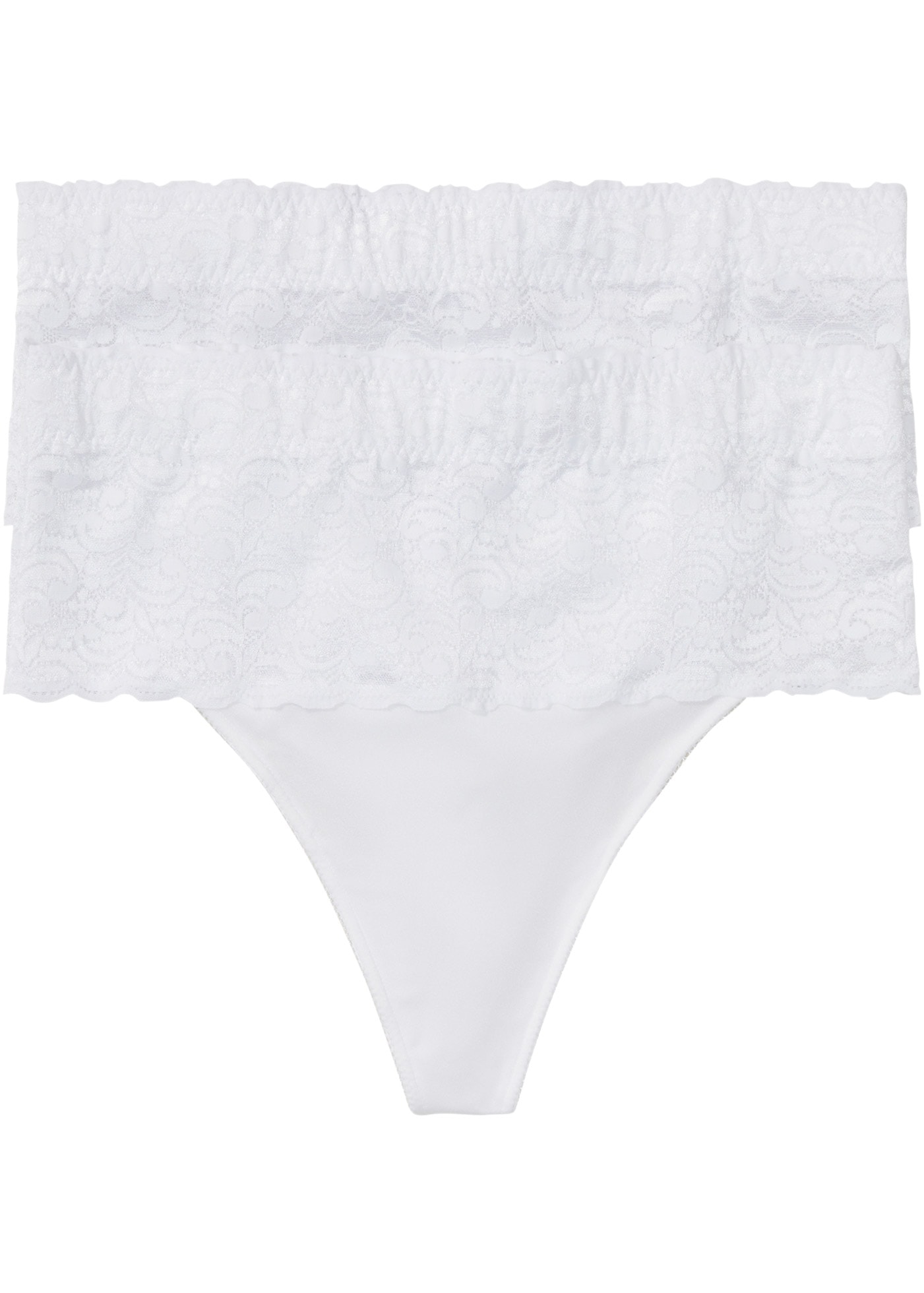 bonprix 1100000002199 Paquet, 2 cuis avec large bande en dentelle, matière élastique, coupe ajustée