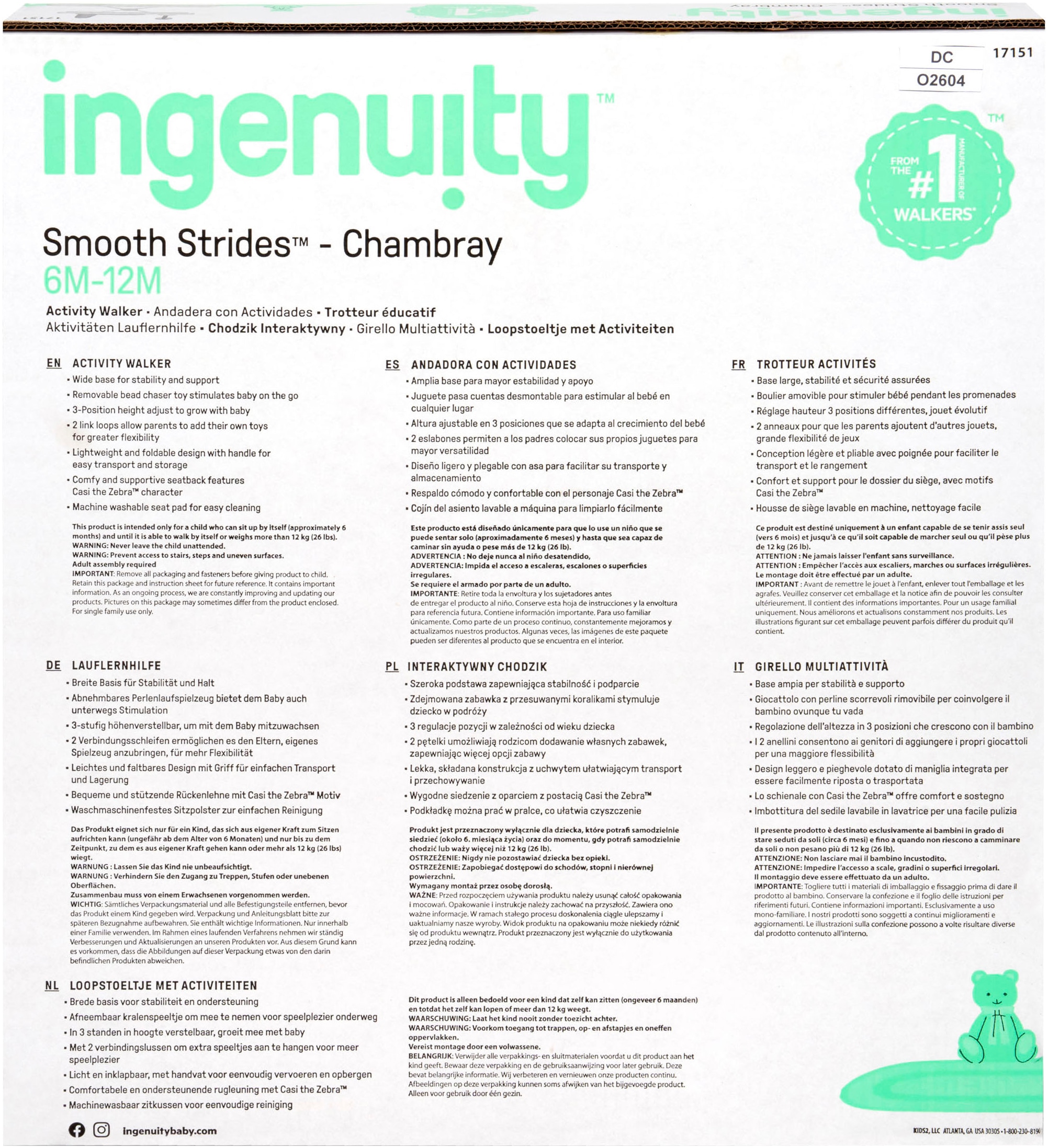ingenuity Trotteur »Smooth Strides Activity Walker - Chambray«