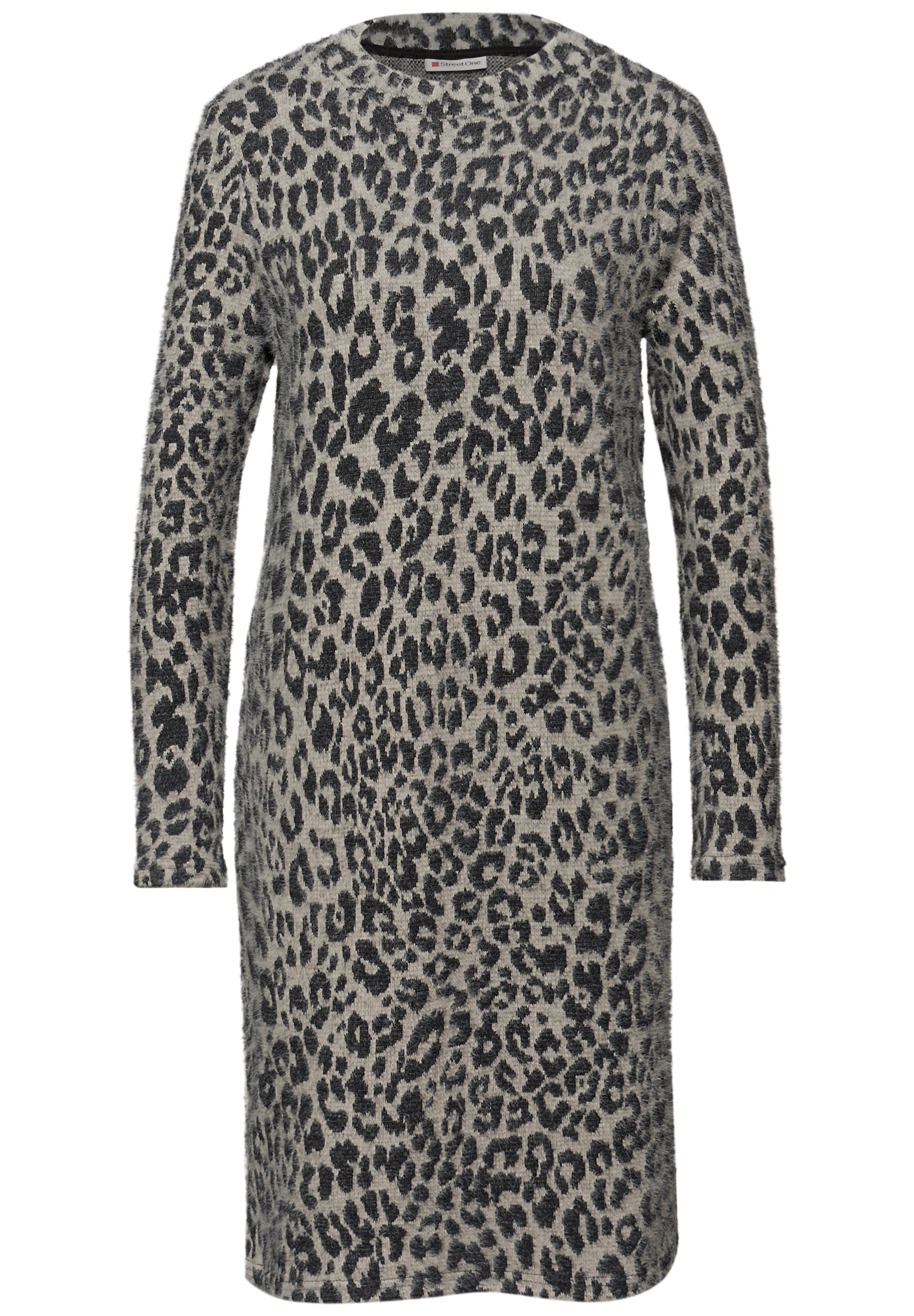 STREET ONE Strickkleid Ohne Taschen in knielanger Federgarn-Optik, mit modischem Muster