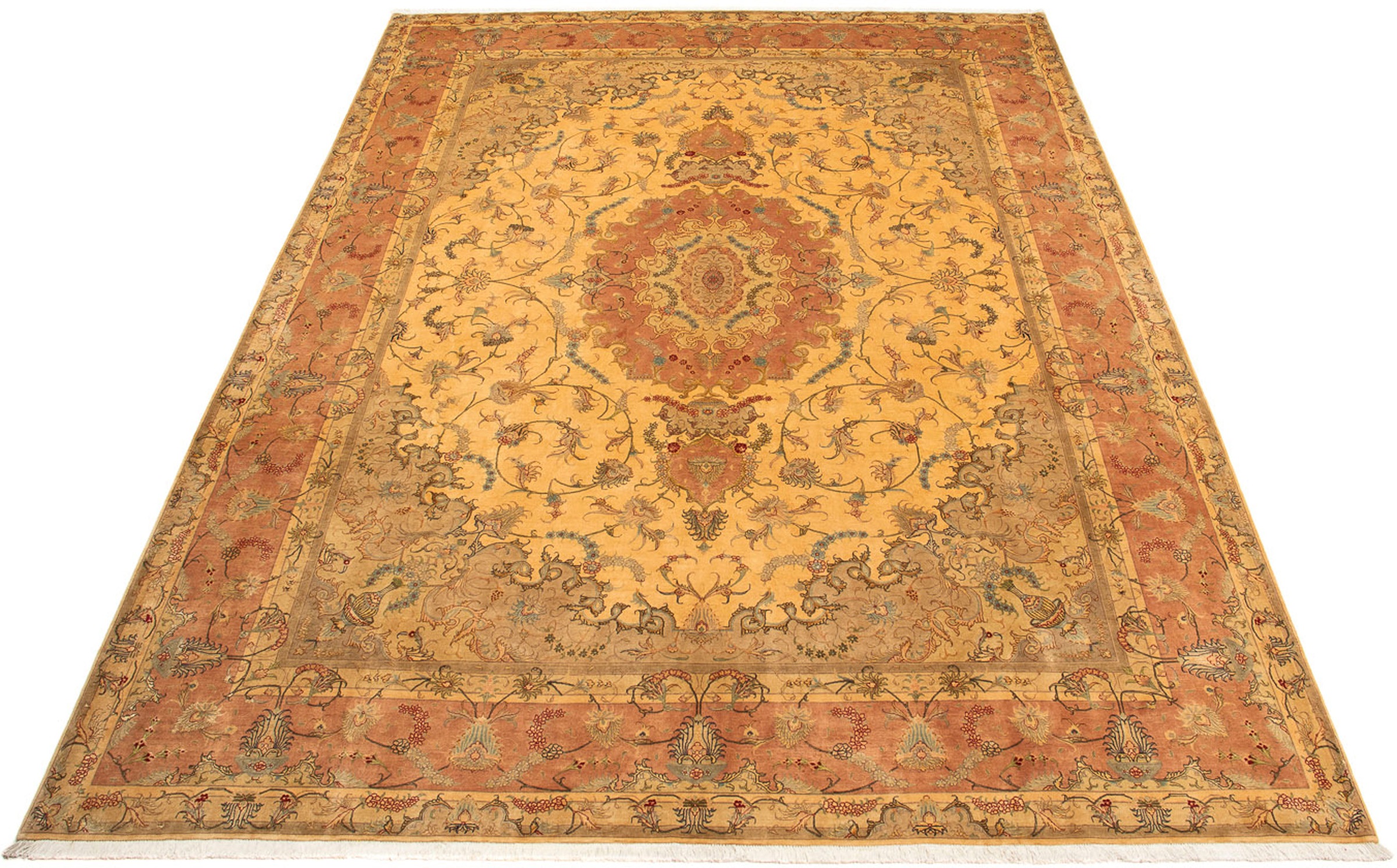Image of morgenland Orientteppich »Perser - Täbriz - Royal - 398 x 306 cm - gold«, rechteckig, 7 mm Höhe, Wohnzimmer, Handgeknüpft, Einzelstück mit Zertifikat bei Ackermann Versand Schweiz