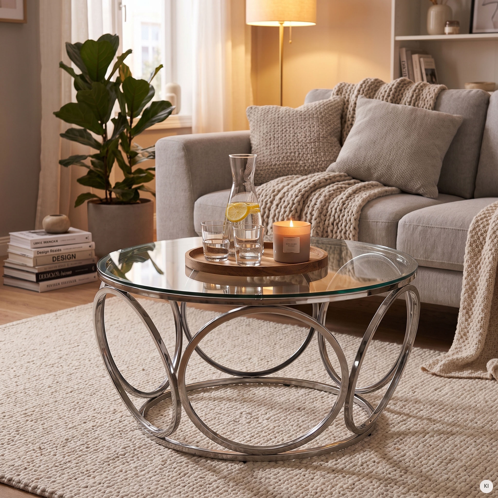 SalesFever Couchtisch »Couchtisch im eleganten Stil« mit Design-Gestell aus Stainless Steel