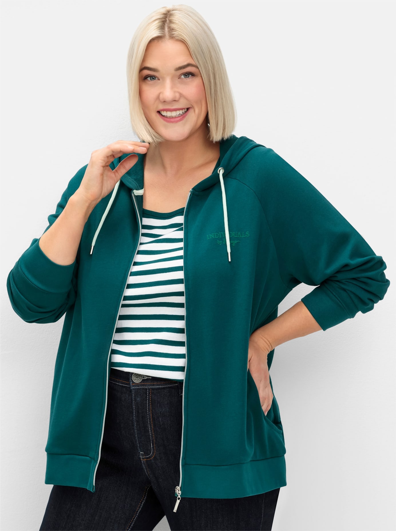 Sheego Shirtjacke »Kapuzensweatjacke«, (1 tlg.)