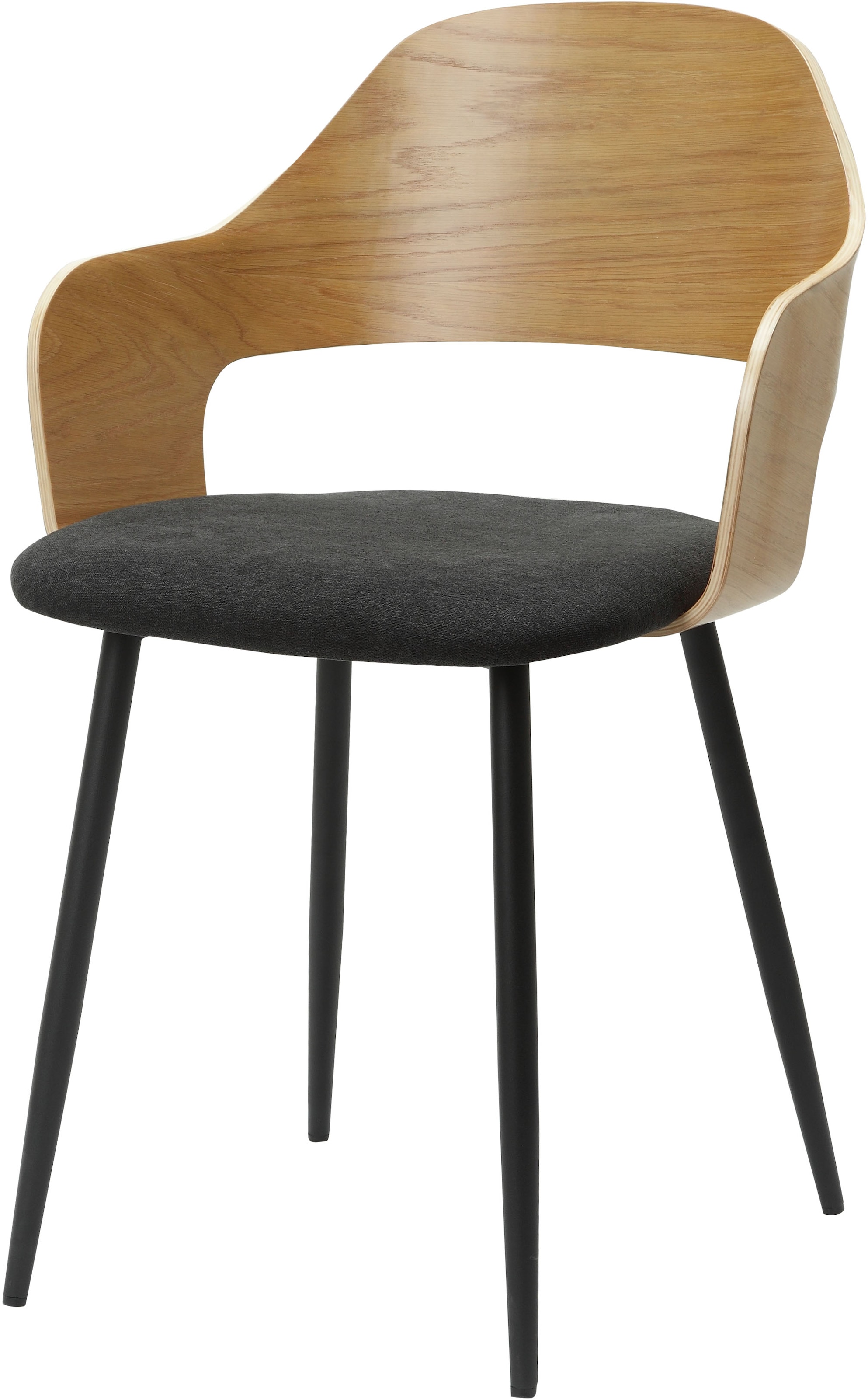 Home affaire Chaise de salle à manger »Belleville« (Set) 2 cuisRückenlehne in Eichenfurnier, Beine aus Metall