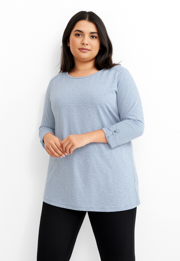 Image of ONLY CARMAKOMA 3/4-Arm-Shirt "CARSLUB 3/4 O-NECK FOLD UP TO JRS BS"