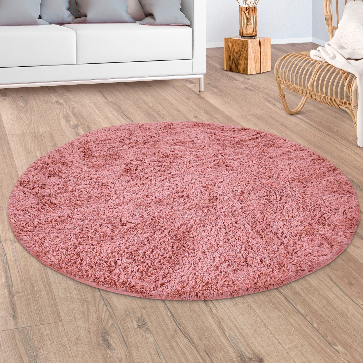 Image of Paco Home Hochflor-Teppich "Silky 591" rund 37 mm Höhe Uni-Farben, besonders weich und kuschelig, Wohnzimmer