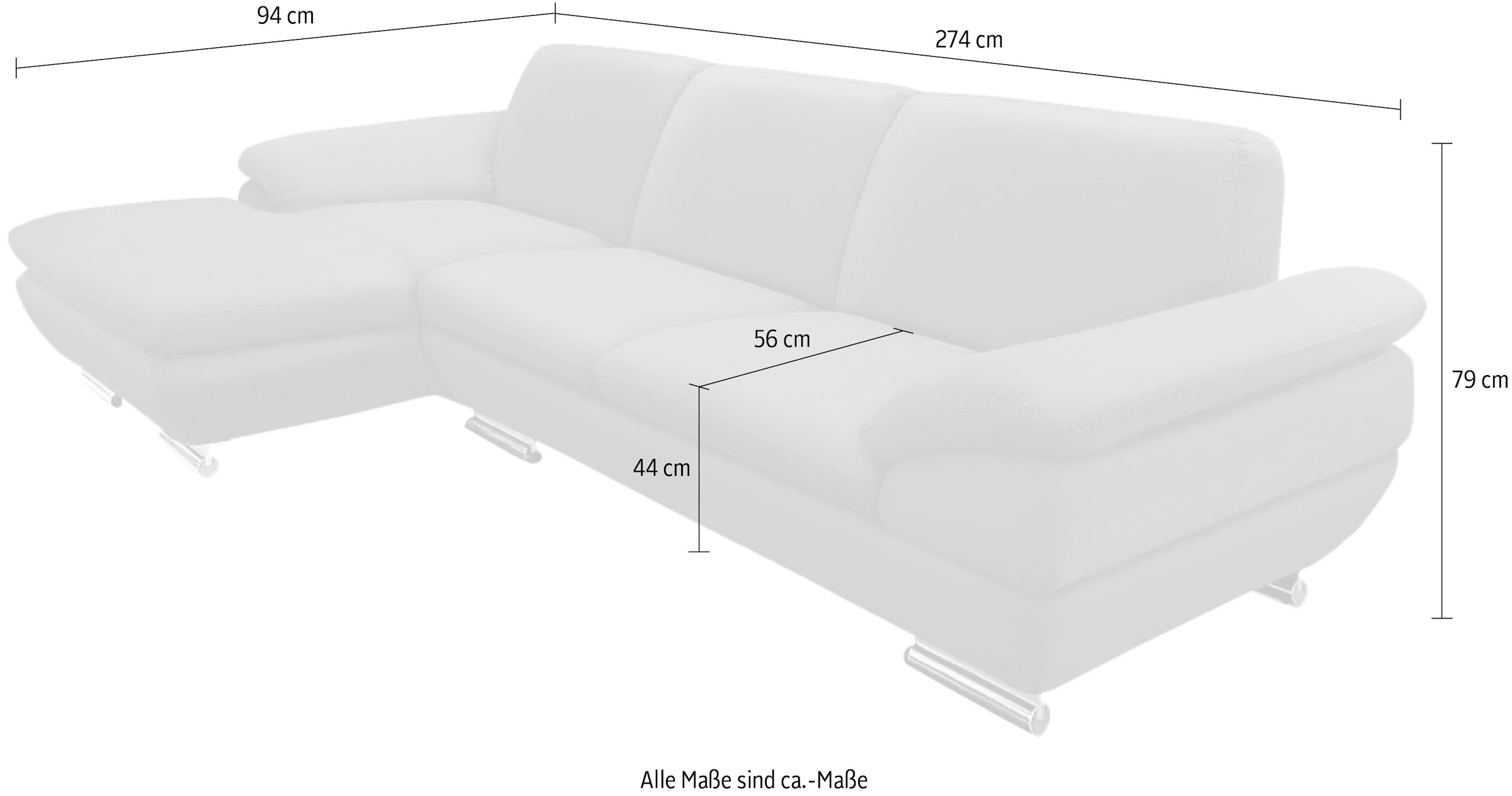 CALIA ITALIA Ecksofa »Glamour, italienisches Designsofa, tollem Sitzkomfort zum Entspannen«, mit tollem Lederbezug und Designfuss, L-Form