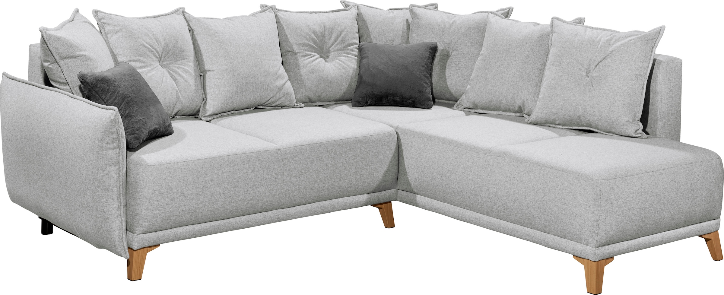 ED EXCITING DESIGN Ecksofa »Pamplona L-Form«, mit Bettfunktion, Bettkasten & Zierkissen