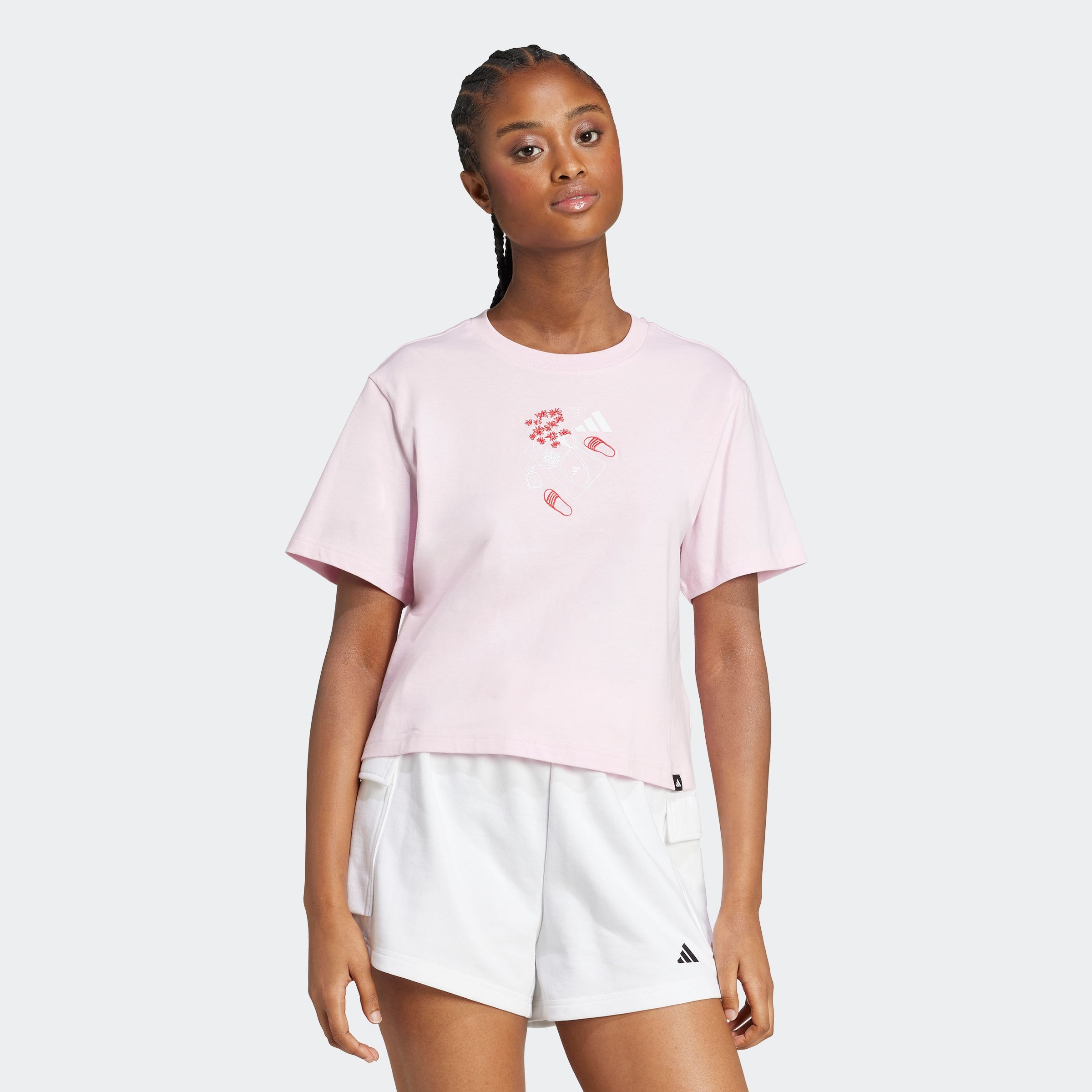 Image of adidas Sportswear T-Shirt "MINI GRAPHIC" sportlicher Stil, kurze Ärmel, ohne Verschluss, mit Brustgrafik