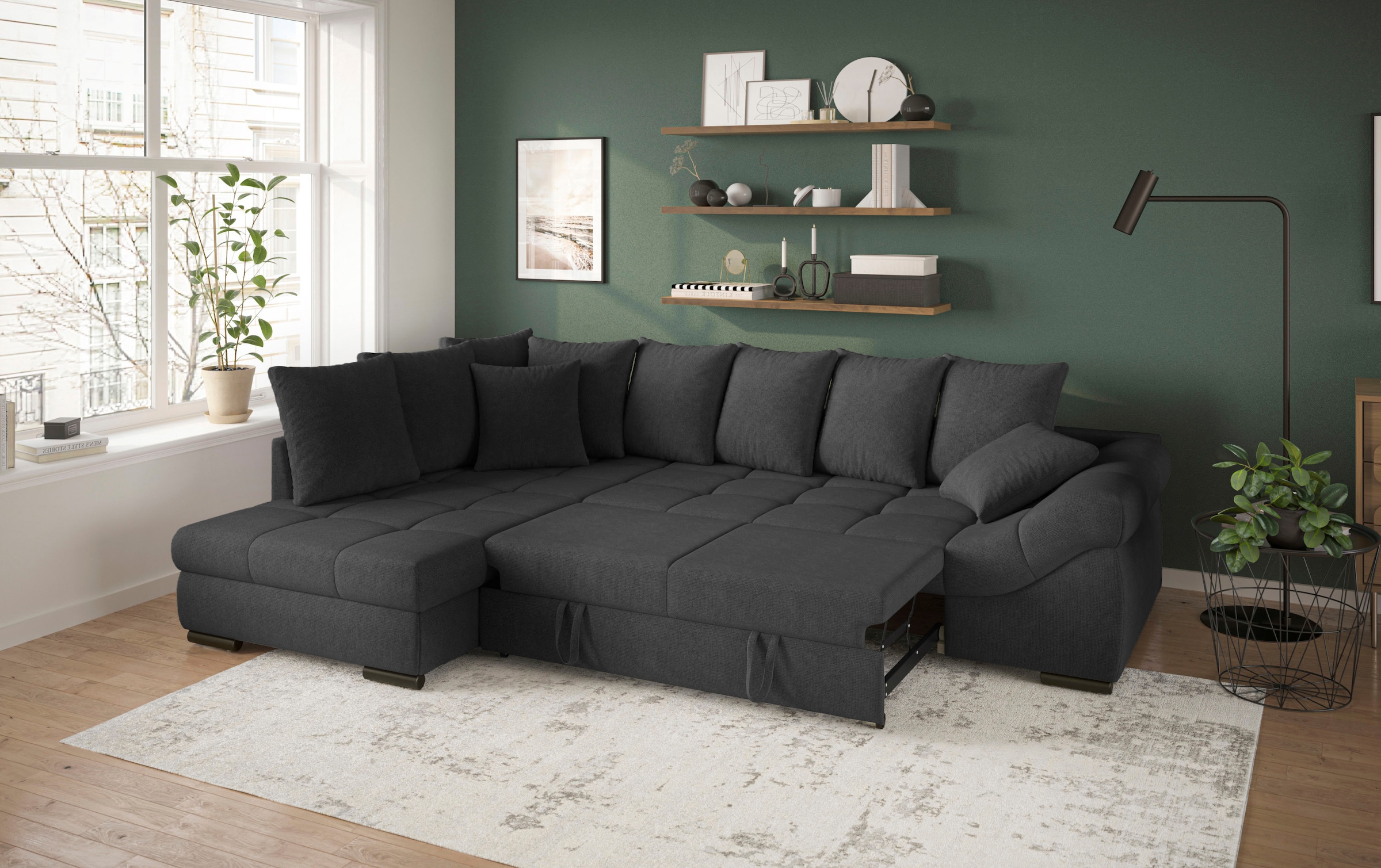 Mr. Couch Ecksofa »Pietro, L-Form, mit Bett, wahlweise mit Kaltschaum« mit Bett und wahlweise mit Kaltschaum