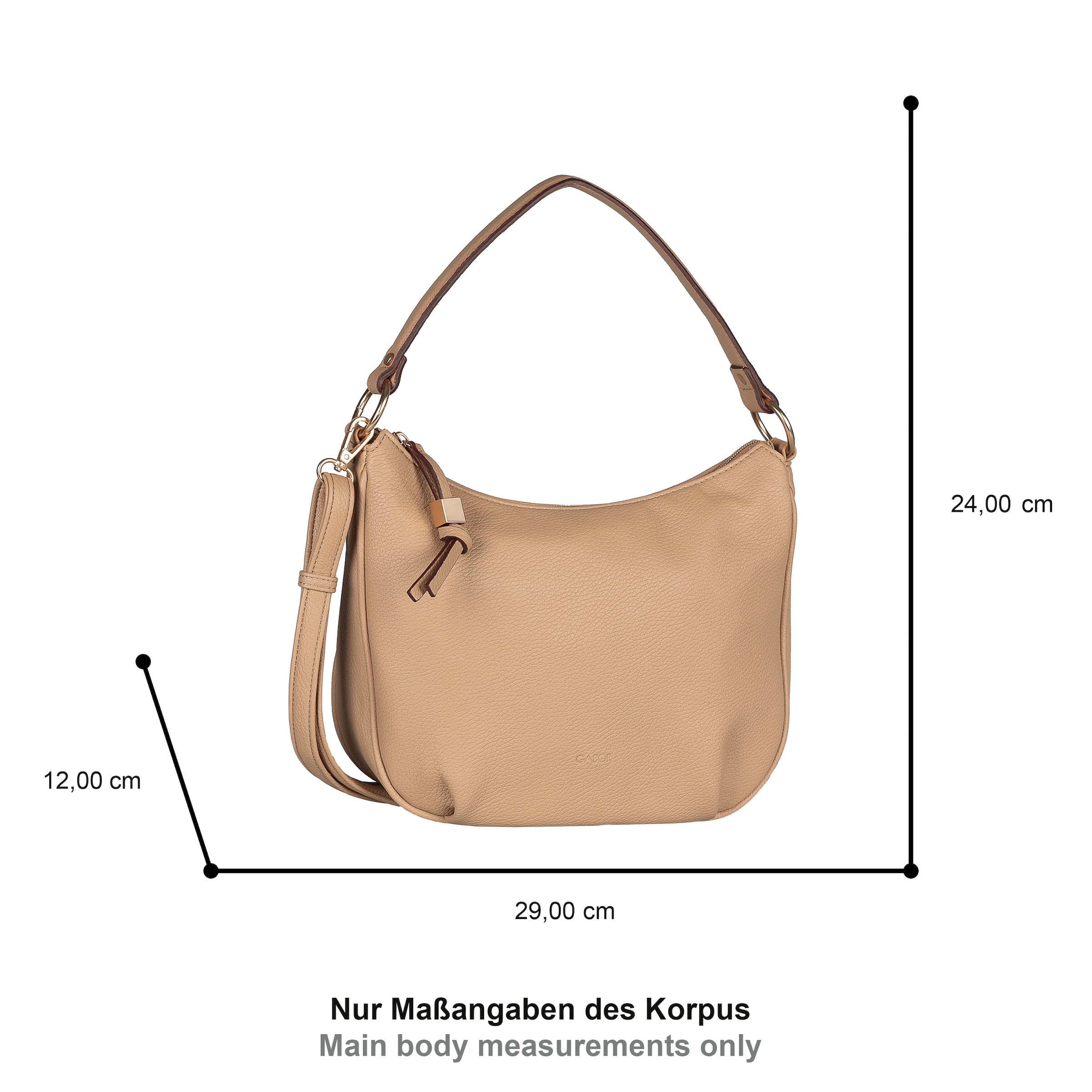 Gabor Sac à bandoulière »Rosina« Look décontracté avec matière douce et détail métallique marqué sur la fermeture éclair