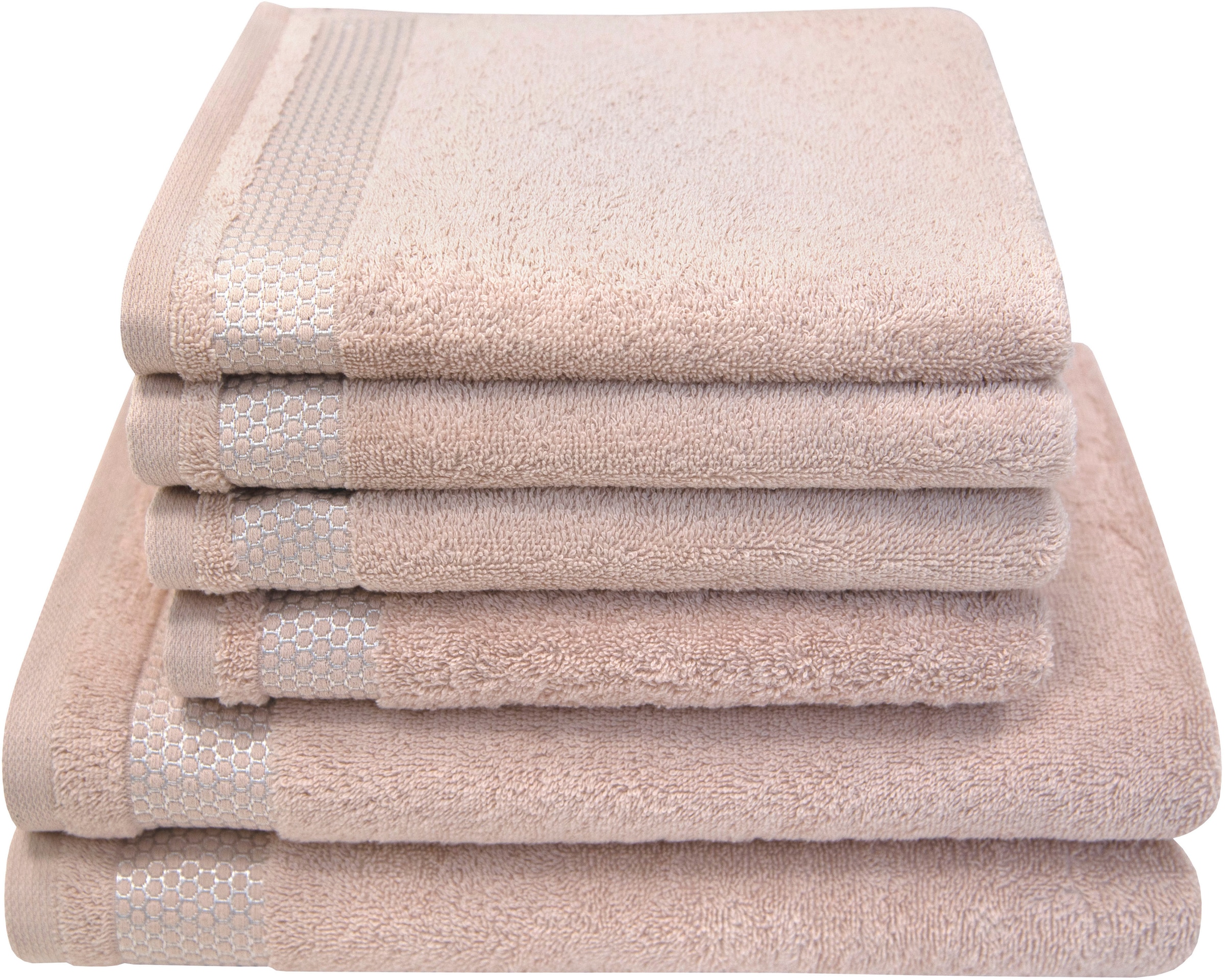 Image of Dyckhoff Handtuch Set "Gloss" Set 6 Stk. Walkfrottier 4 Handtücher (50x100cm), 2 Duschtücher (70x140cm)