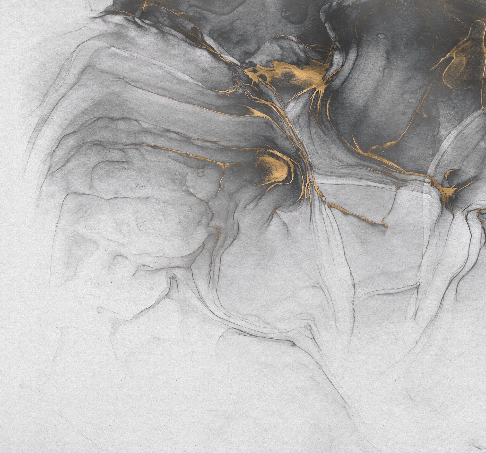 Image of Komar Vliestapete "Digitaldruck Vlies - Ink Gold Flow - Grösse 300 x 280 cm" bedruckt glatt Wohnzimmer, Schlafzimmer