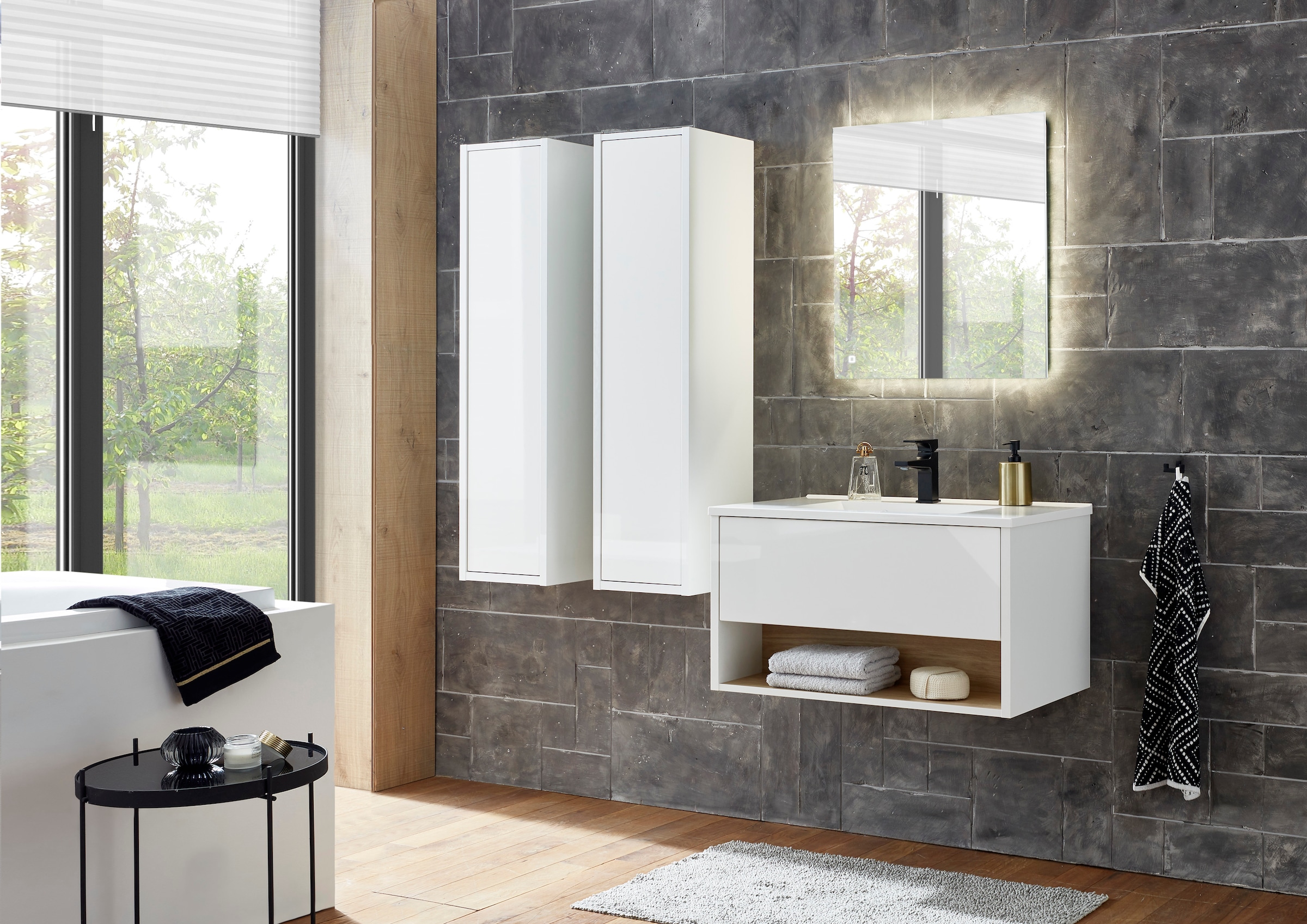 Home affaire Badmöbel-Set »Studio Line, Bad im modernen Design, 4-teiliges Badezimmer« 4 Stk. tlg.