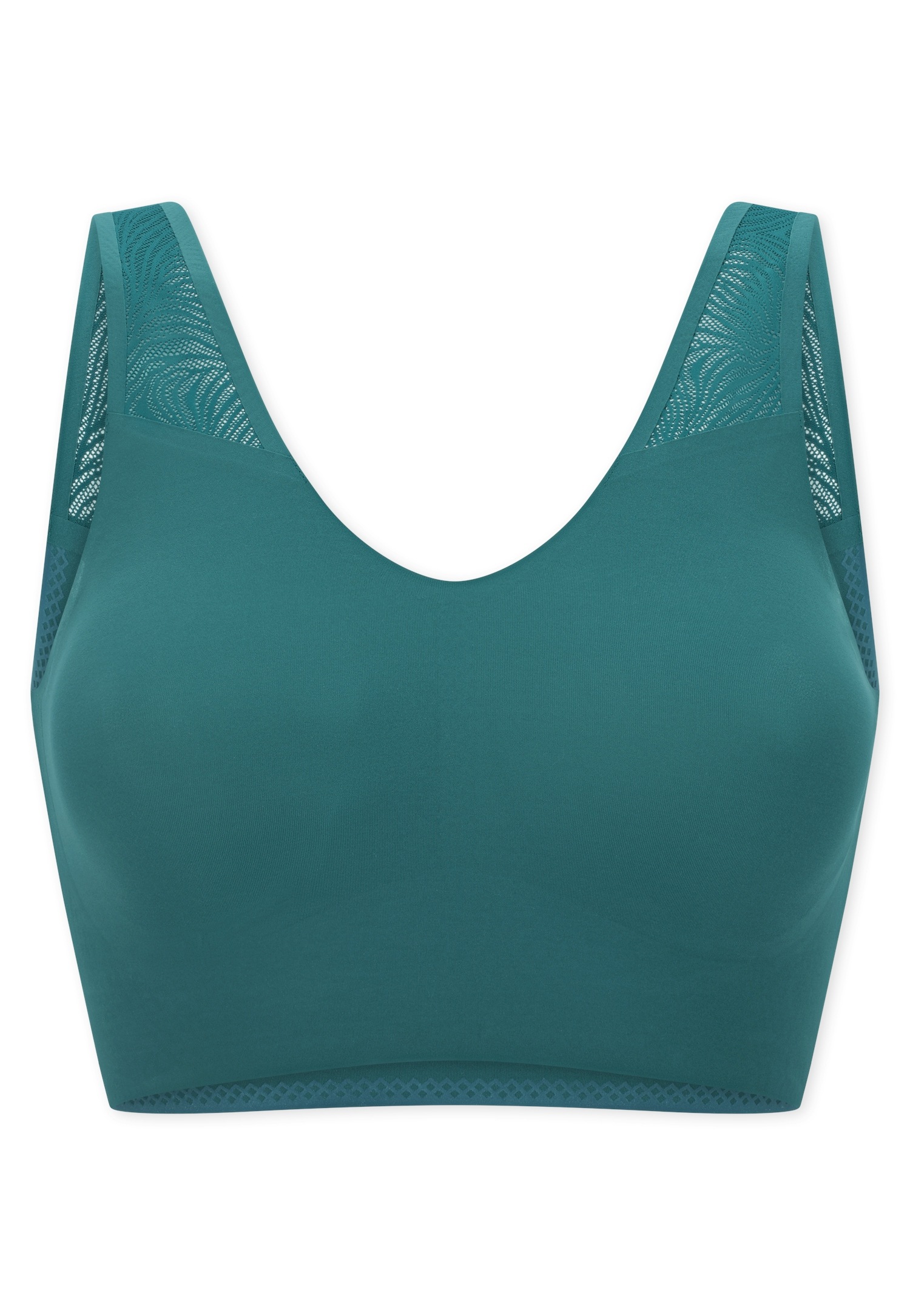 Schiesser Bustier "Invisible Soft Lace" herausnehmbare Pads, Spitzeneinsatz, V-Ausschnitt