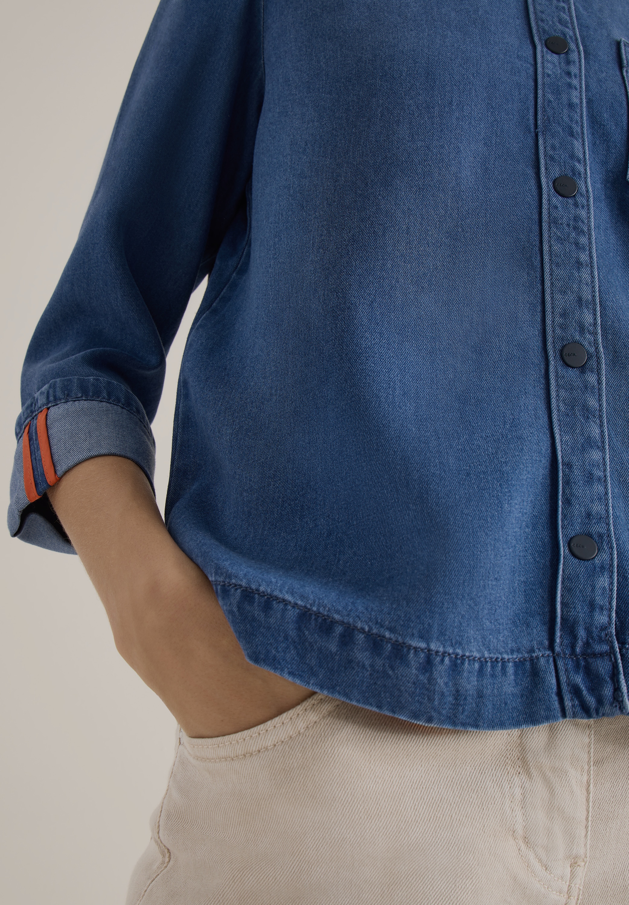 Cecil Hemdbluse 3/4-Arm und im Denim-Look