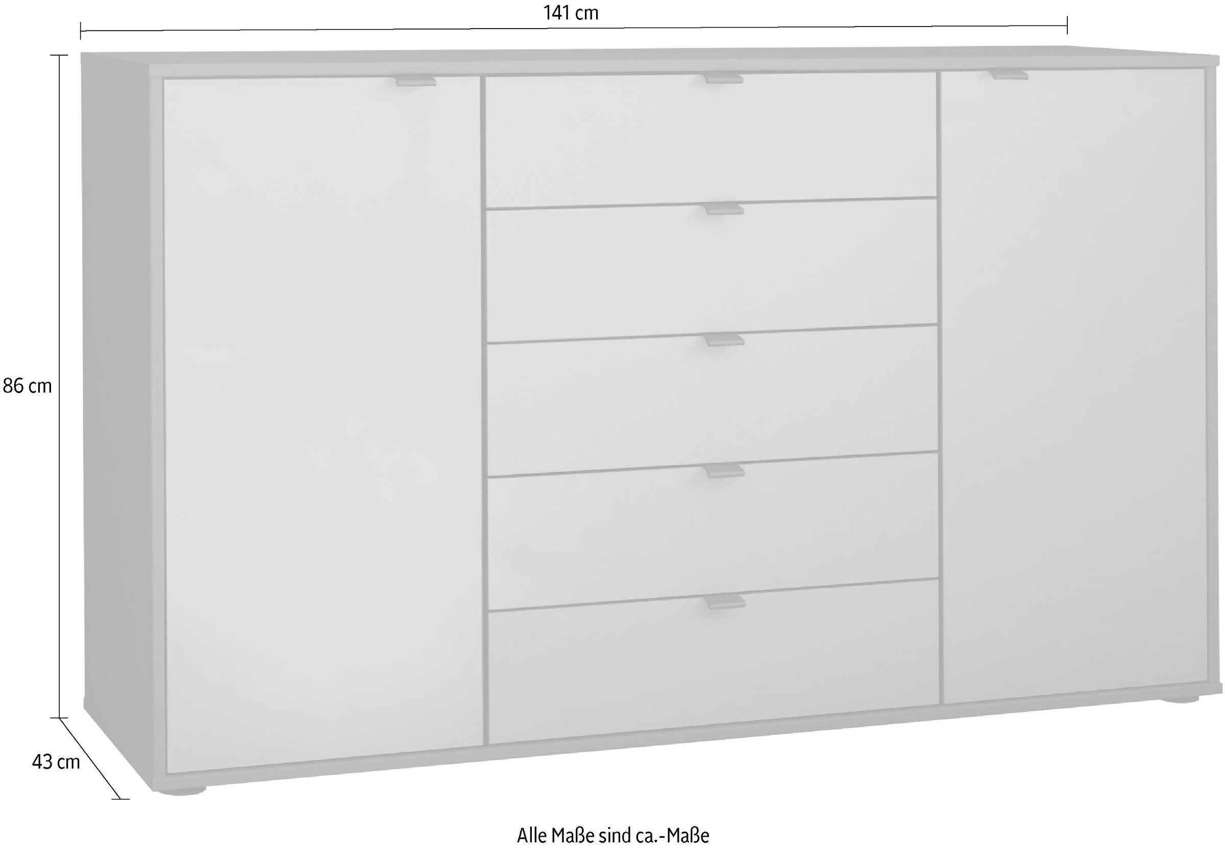 WIEMANN Kombikommode »Nizza«, vormontiert, mit Soft-Close und Glasfront