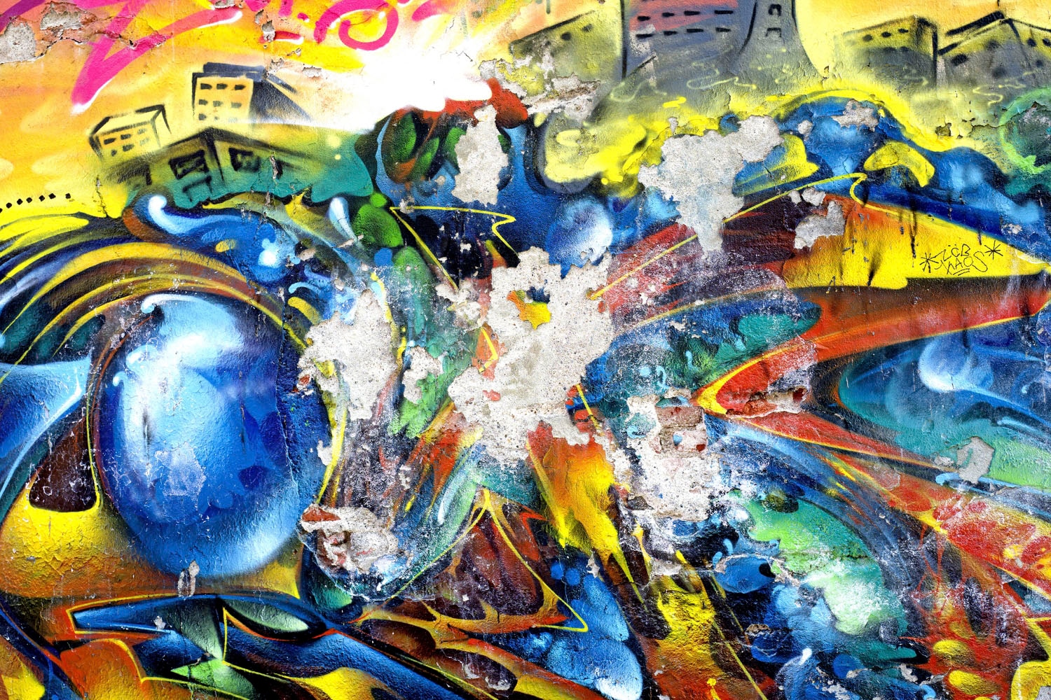 Image of queence Acrylglasbild "Kunstwerk" Abstrakt Gebäude Graffiti Kunst Fine Art-Print in Galeriequalität
