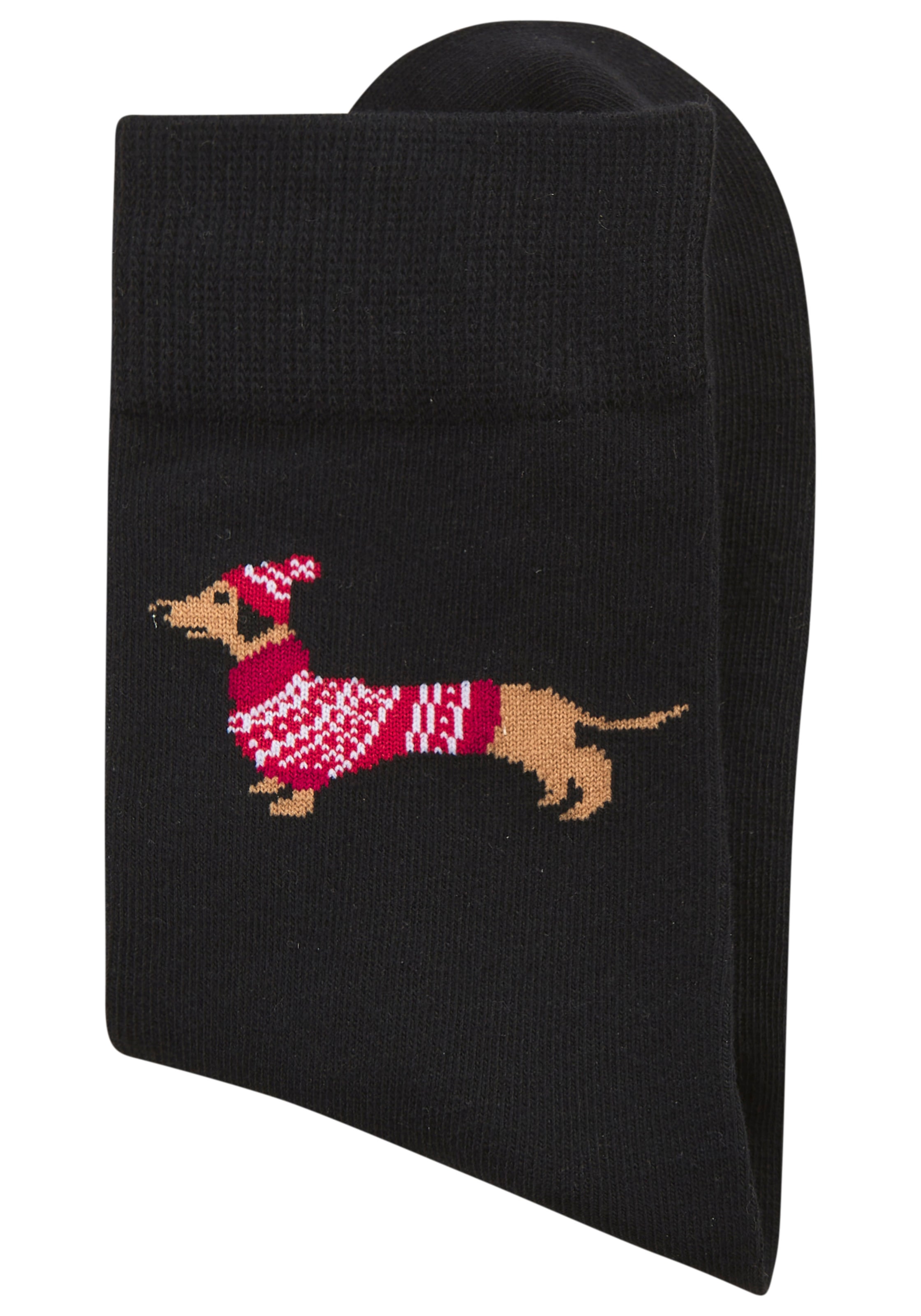 LASCANA Chaussettes Packung, 3 Couple tlg. mit weihnachtlichem Dackelmotiv