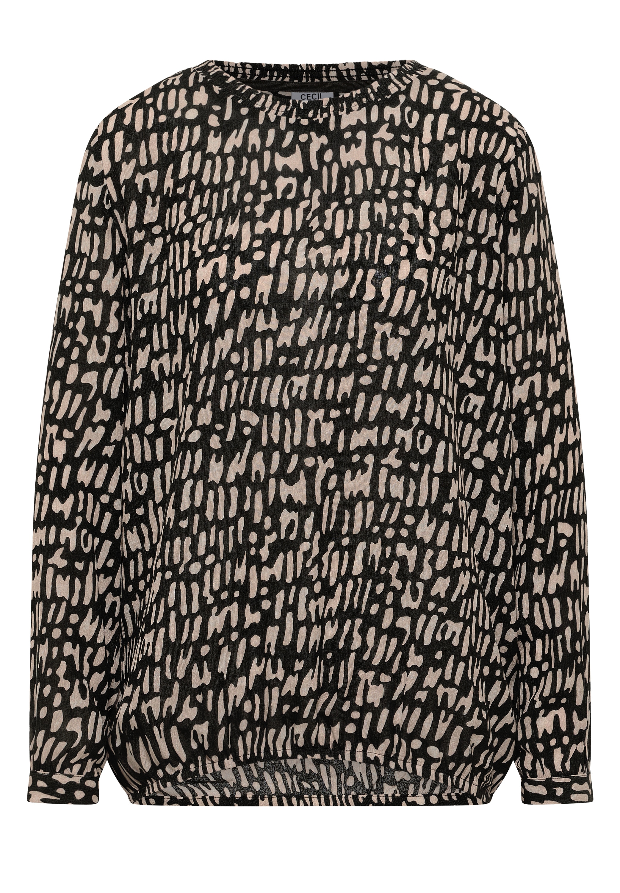 Cecil Blouse à manches longues mit Smock-Ausschnitt und grafischem Muster